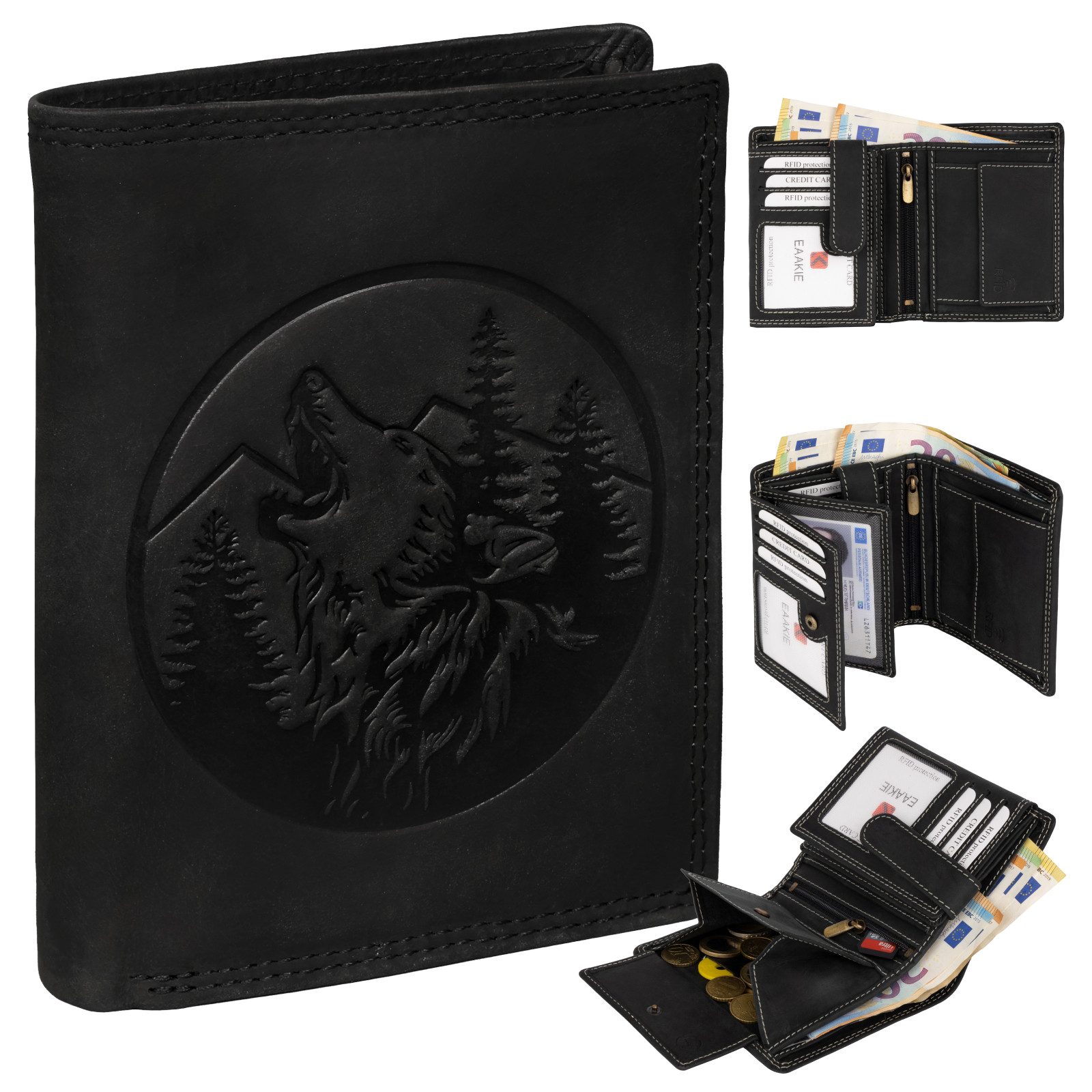 Geldbörse RFID Büffel Echt Leder Geldbörse Portemonnaie Herren mit Motiv