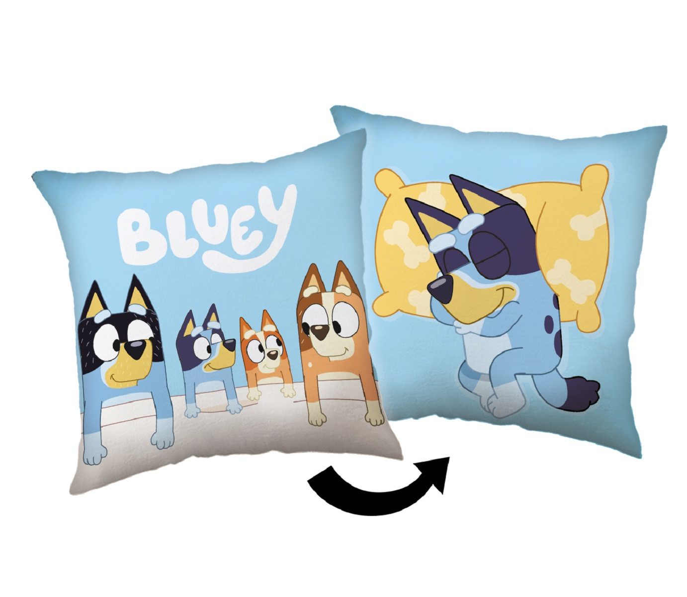 Bluey Dekokissen Kopfkissen (1 Stück) Premium Dekokissen mit beidseitigem Digitaldruck