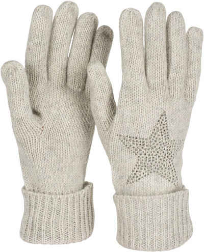 styleBREAKER Strickhandschuhe Strick Handschuhe mit Strass Stern