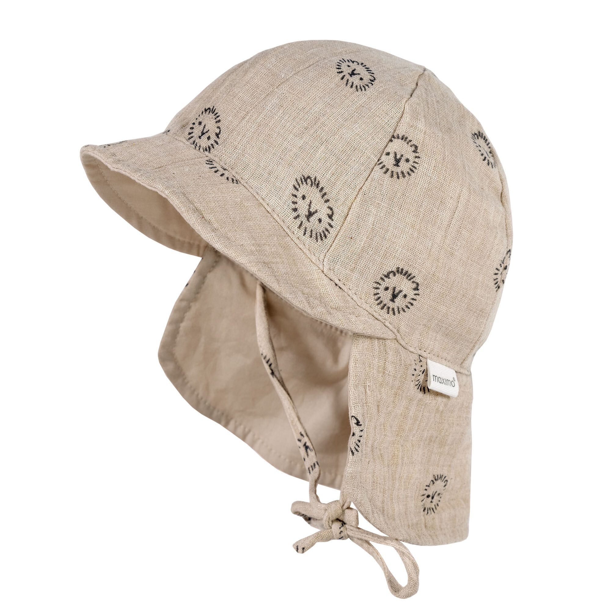 MAXIMO Schirmmütze GOTS BABY-Schildmütze, Band Musselinstoff, Nackenschutz, Futter, UV (1-St) Musselin
