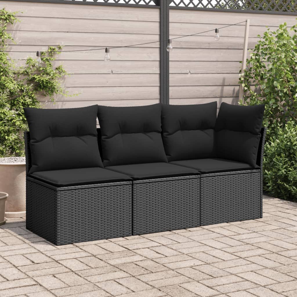 vidaXL Loungesofa Gartensofa ohne Armlehnen mit Kissen Schwarz Poly Rattan, günstig online kaufen