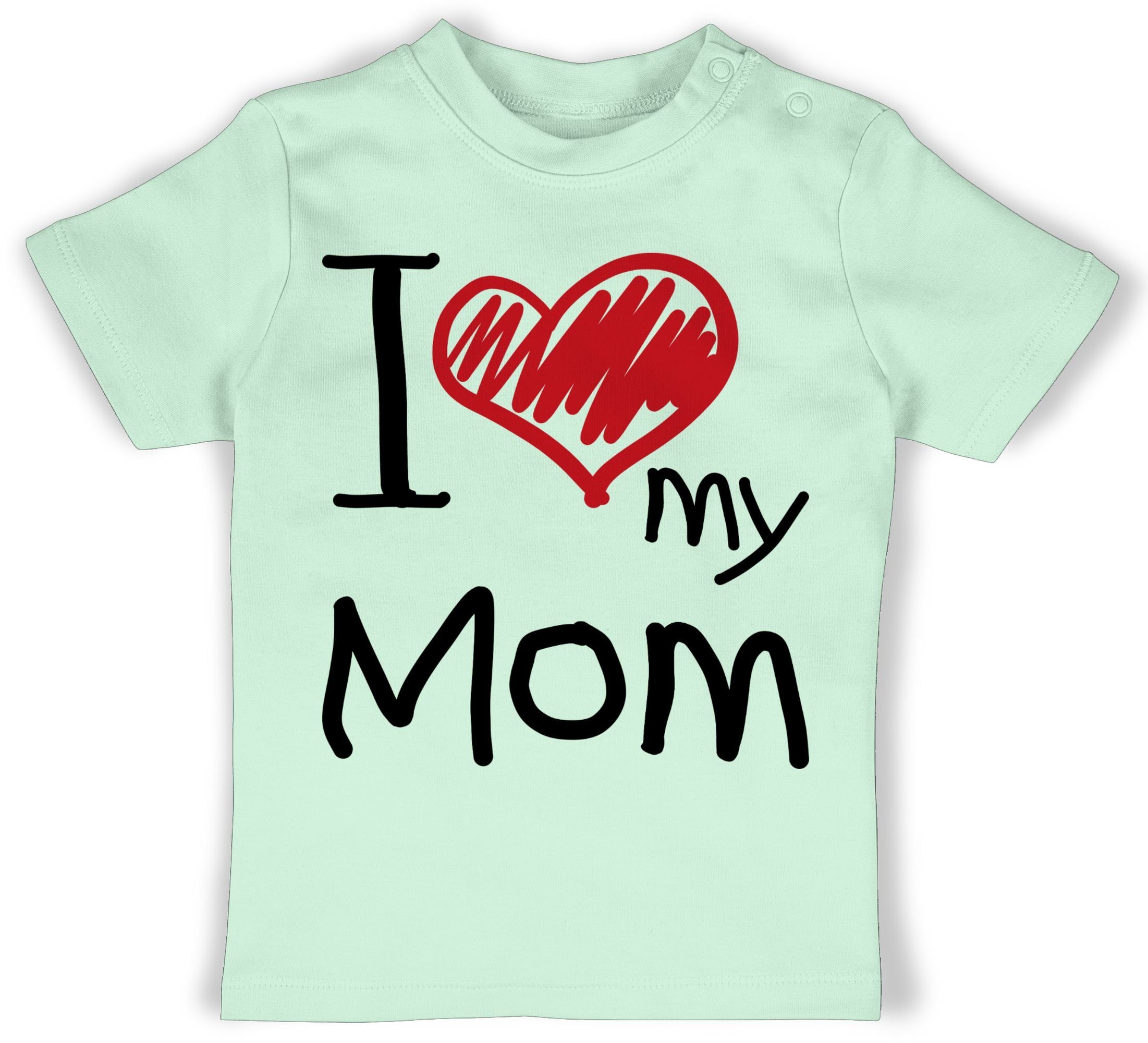 schwarz I Shirtracer T-Shirt Mintgrün love 2 Muttertagsgeschenk my Mom