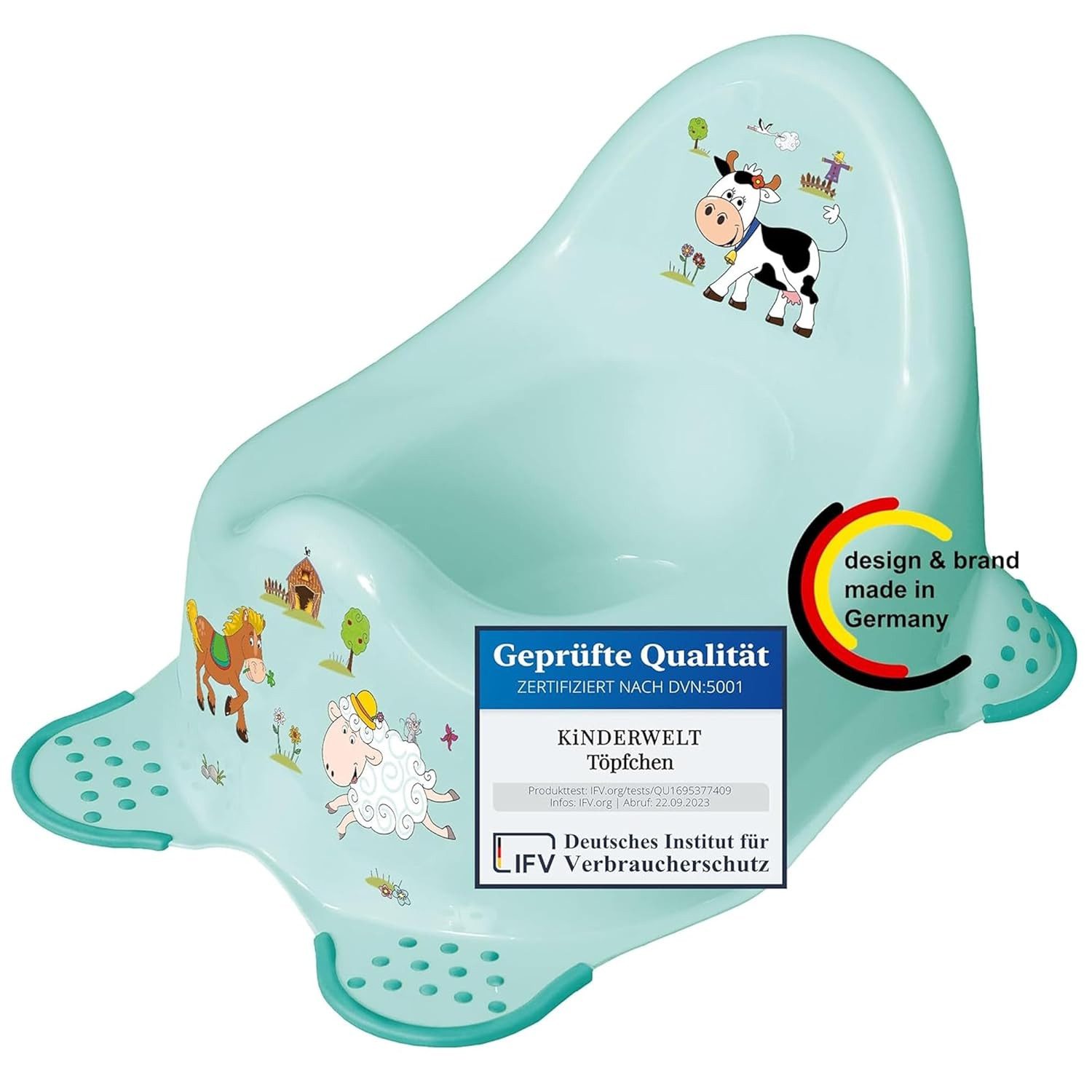 KiNDERWELT Töpfchen Premium Funny Farm aquamarin stabiler Babytopf
