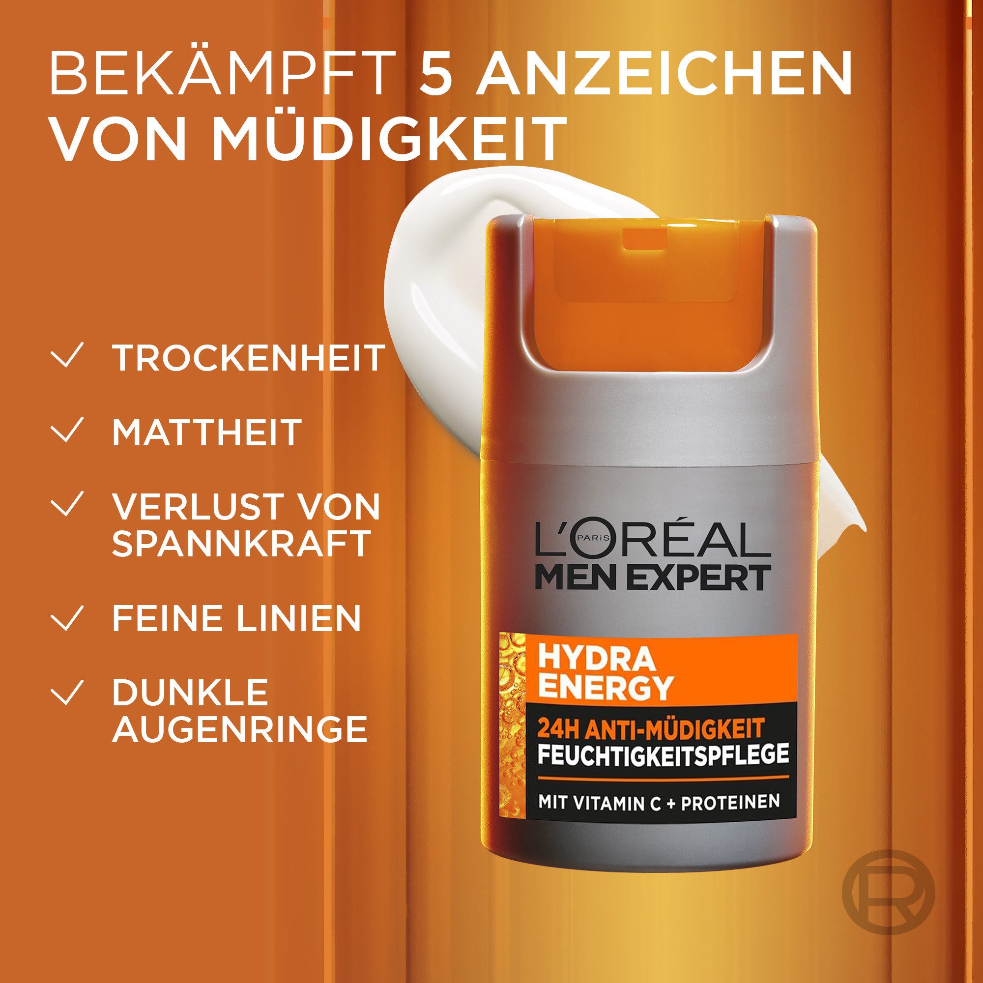 L'ORÉAL PARIS MEN EXPERT Gesichtsgel HYDRA ENERGY 24H ANTI-MÜDIGKEIT FEUCHTIGKEITSPFLEGE, hilft bei müder Haut, feuchtigkeitsspendend