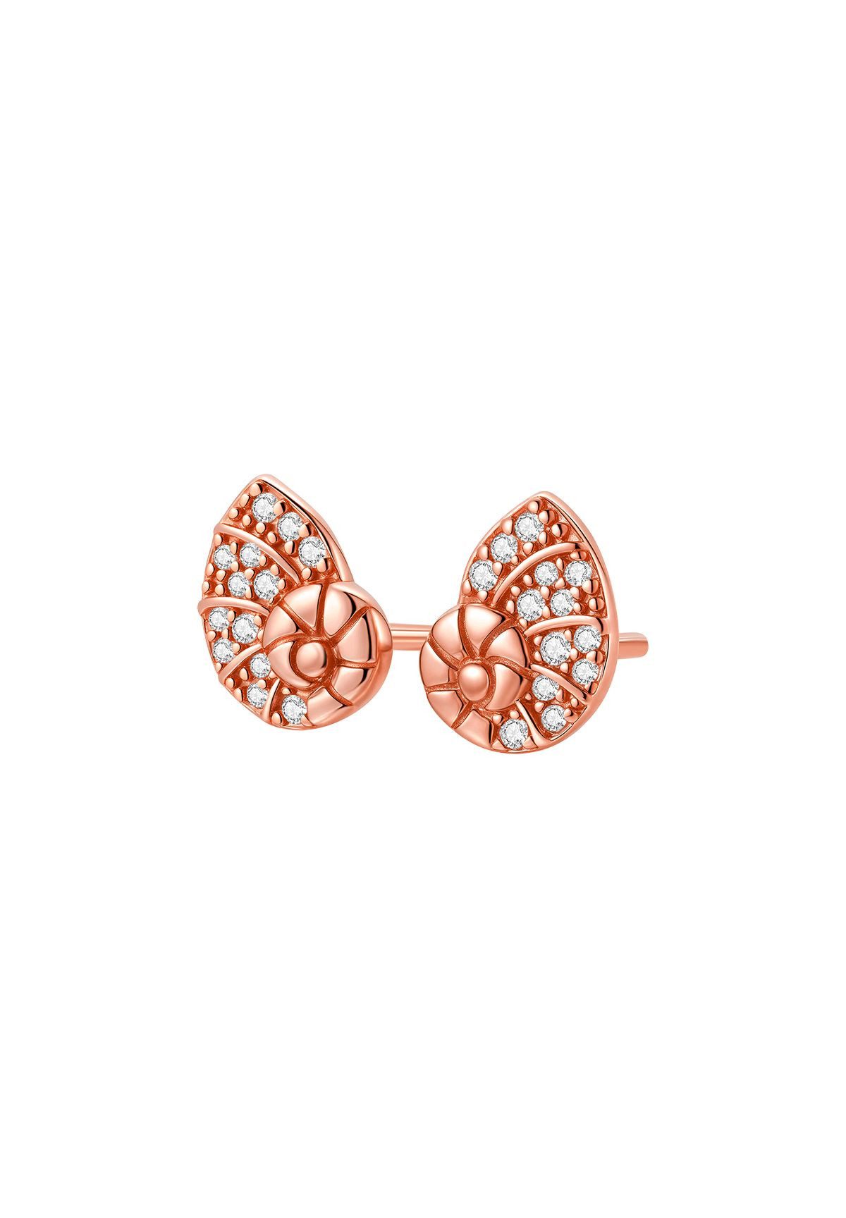Hey Happiness Paar Ohrstecker Muscheln mit Zirkonia, Zarte Damen Silberohrringe aus 925 Silber, 18k vergoldet
