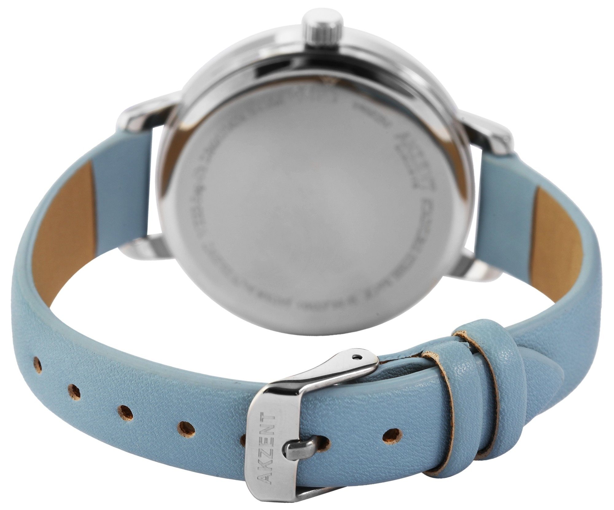 Schmetterling AKZENT silberfarbig Armbanduhr Fly Damen Lederimitationsband mit Quarzuhr