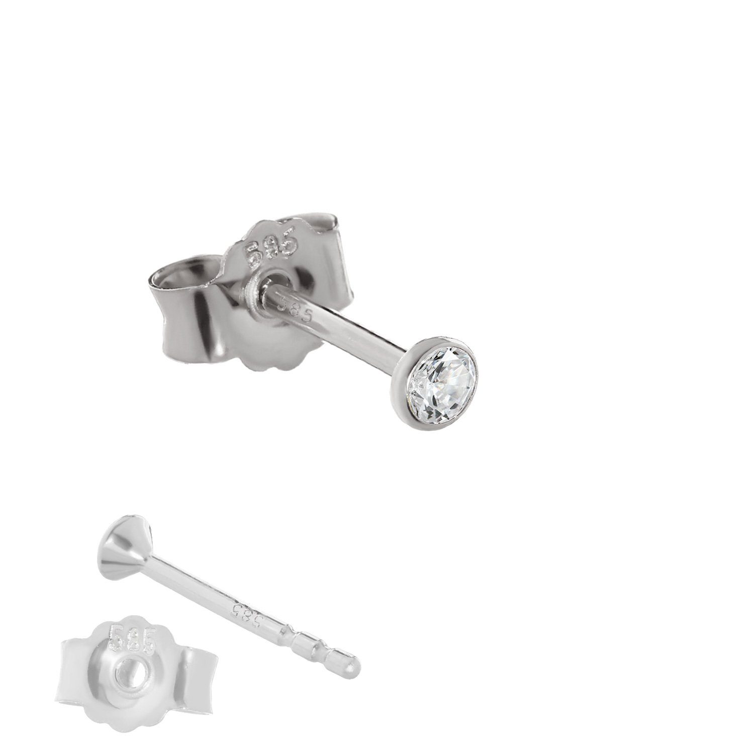 NKlaus Single-Ohrstecker Einzel 2,3mm Ohrstecker Weißgold 585 Gold Ohrring günstig online kaufen