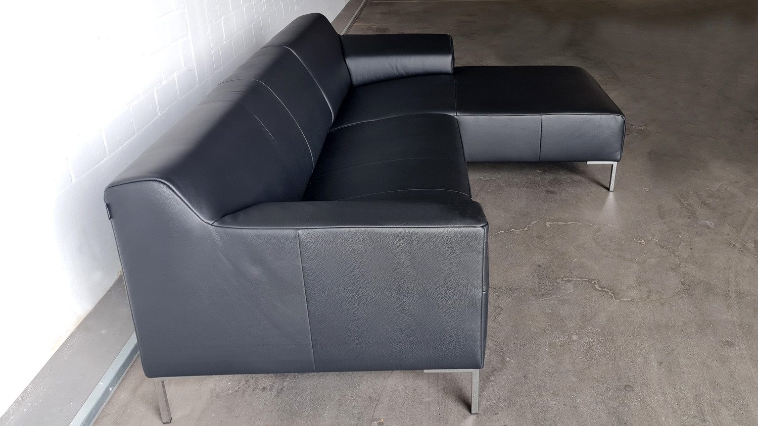 Rolf Benz Ecksofa ROLF BENZ Ecksofa Freistil 180 rechts Leder schwarz 260x170 cm, Echtleder