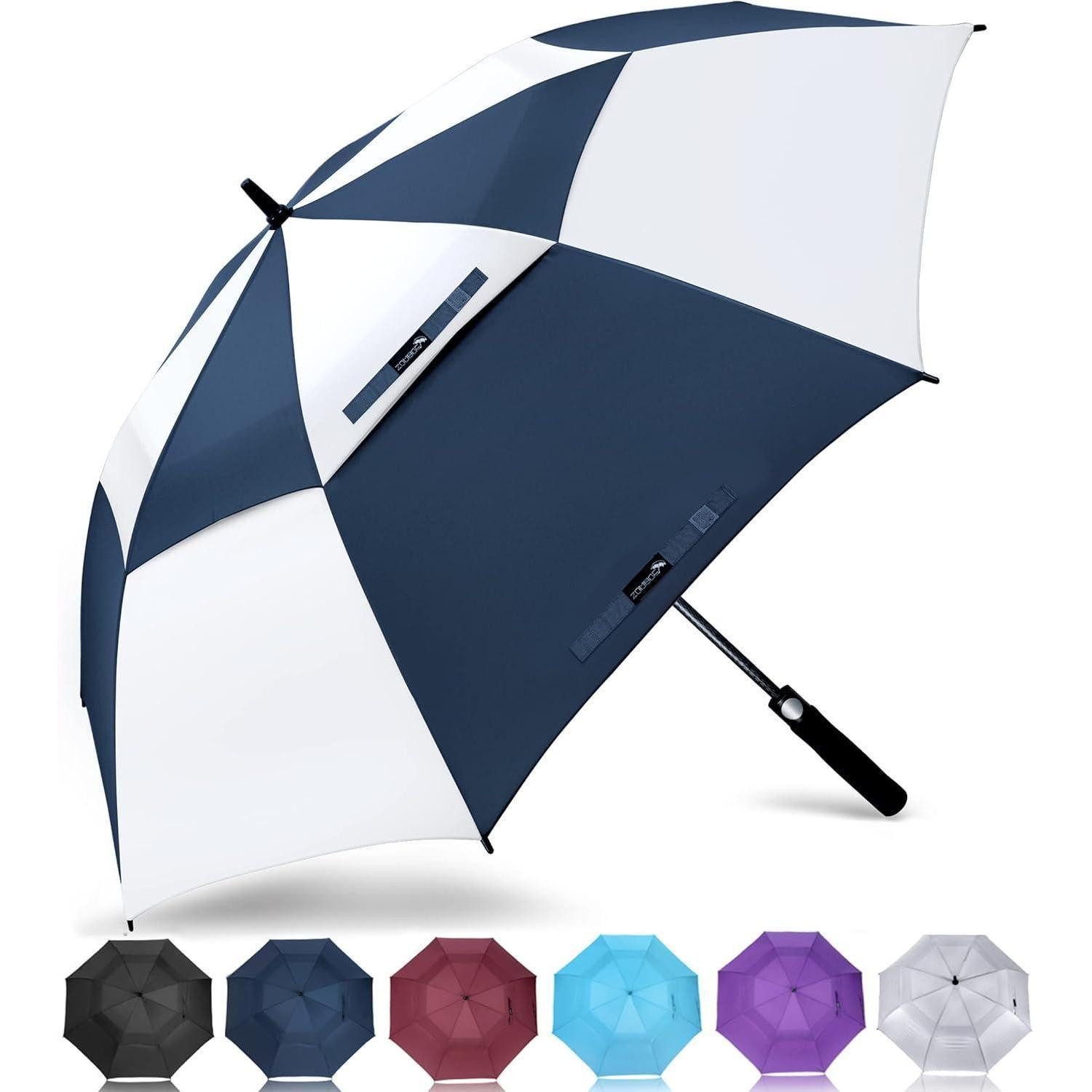 LuxusKollektion Golfregenschirm Regenschirm sturmfest XL Golfschirm Herren Blau Weiß 172CM XXL