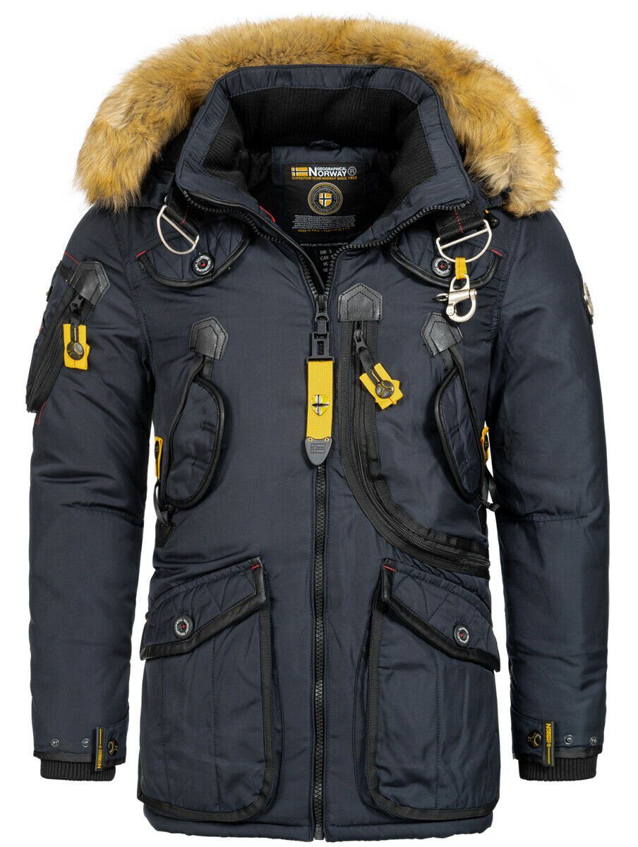 Geographical Navy Parka Outdoorjacke Gesteppt Steppjacke warm Luxus Winter Mantel Parka Norway Jacke