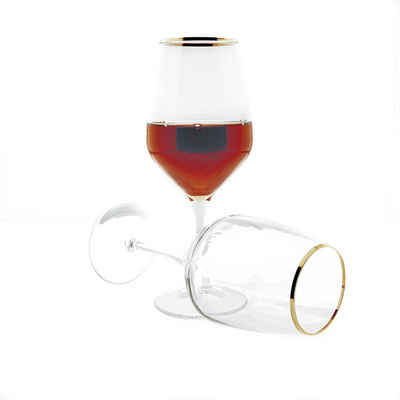 Pasabahce Weinglas Nappalglas mit Standfuß, 6er 470 cc Transparent Gold