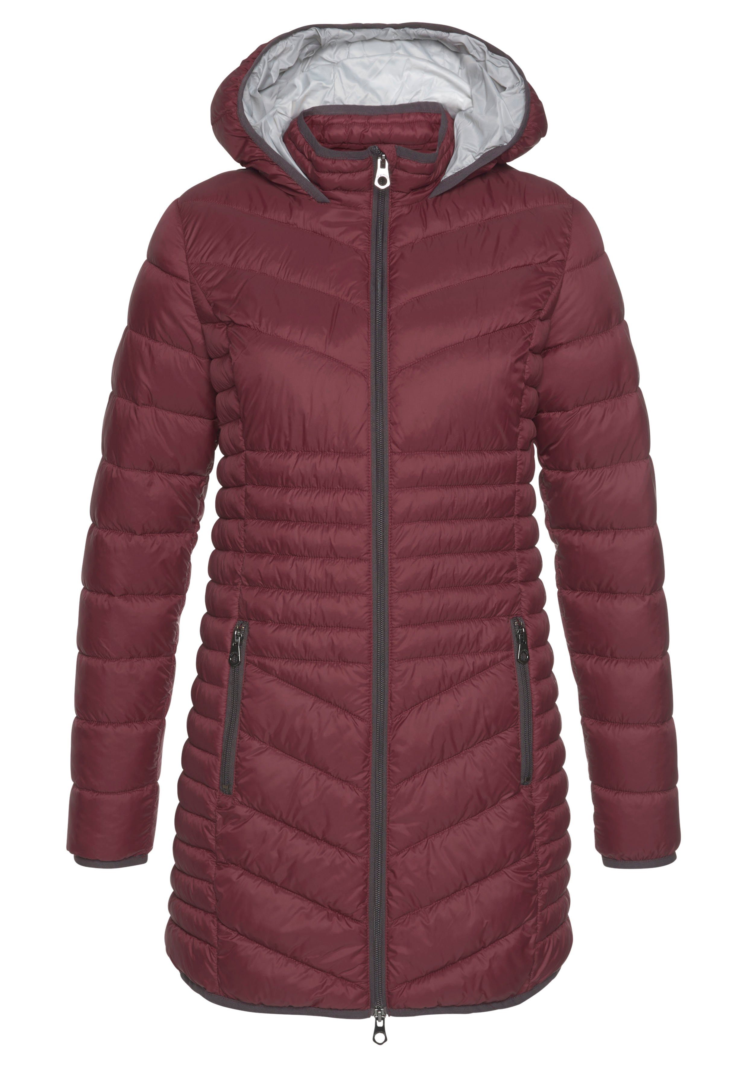 KangaROOS Steppjacke mit auffälligem Steppmuster bordeaux und Stehkragen hohem