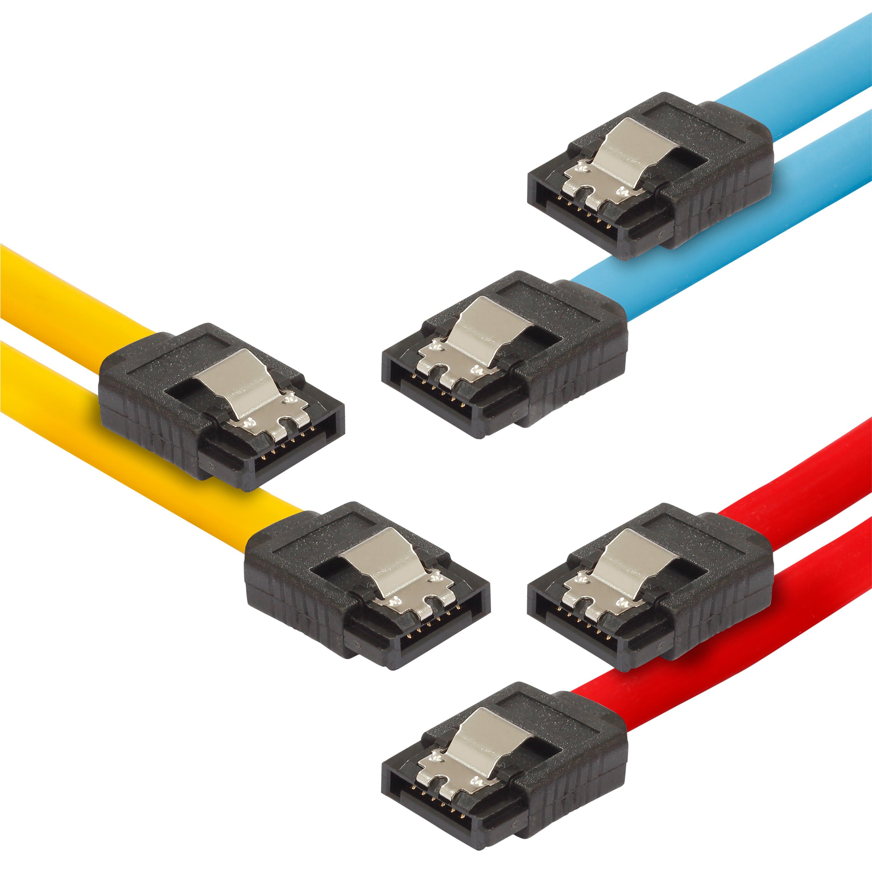 Poppstar SATA Kabelset für SSD / HDD Computer-Kabel, SATA, SATA, (S-ATA 3 SSD Datenkabel, Transferrate bis zu 6 Gbit/s)