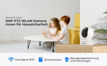 Reolink »E1 Zoom 5MP PTZ Dualband WLAN« Überwachungskamera (Innenbereich, Zwei-Wege-Audio, 12m Nachtsicht, Bewegungsalarme, Optionale Speicherung)