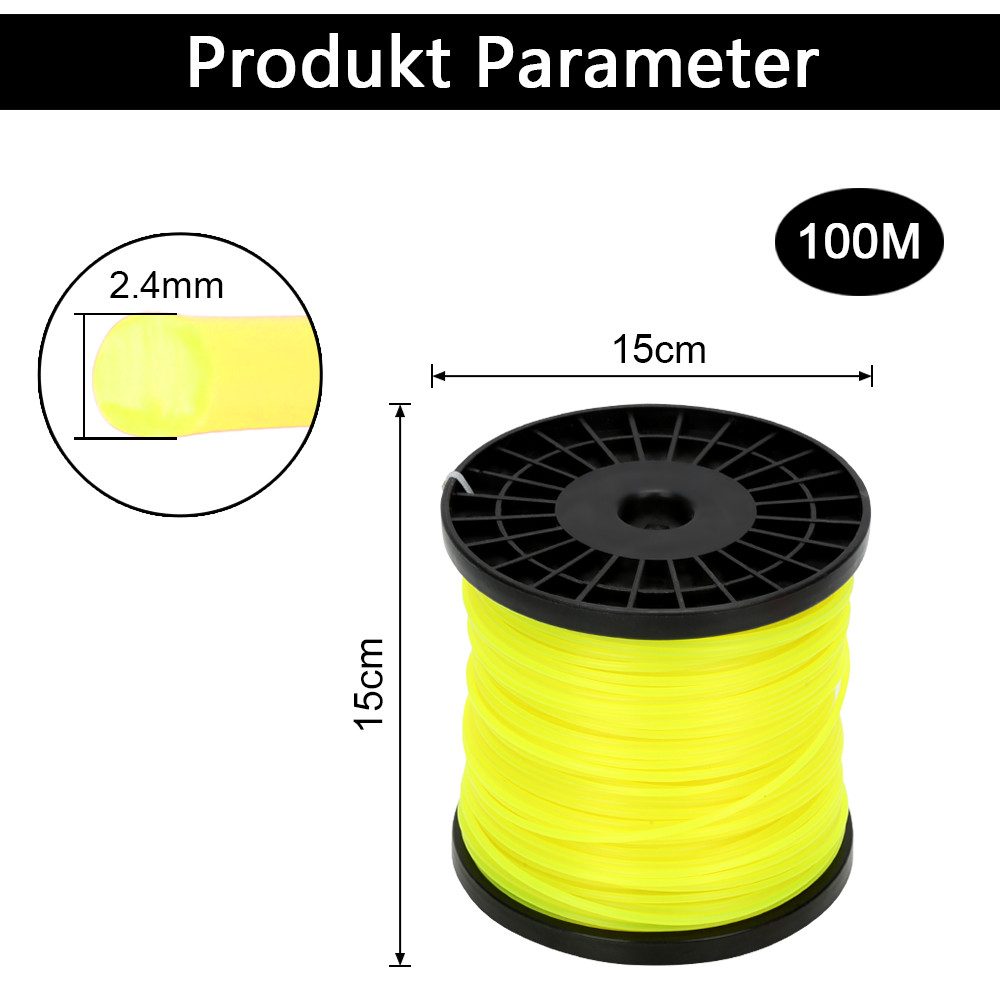 Clanmacy Trimmerfaden Trimmerfaden Rund 100m 2,4mm Mähfaden Rasentrimmer Faden