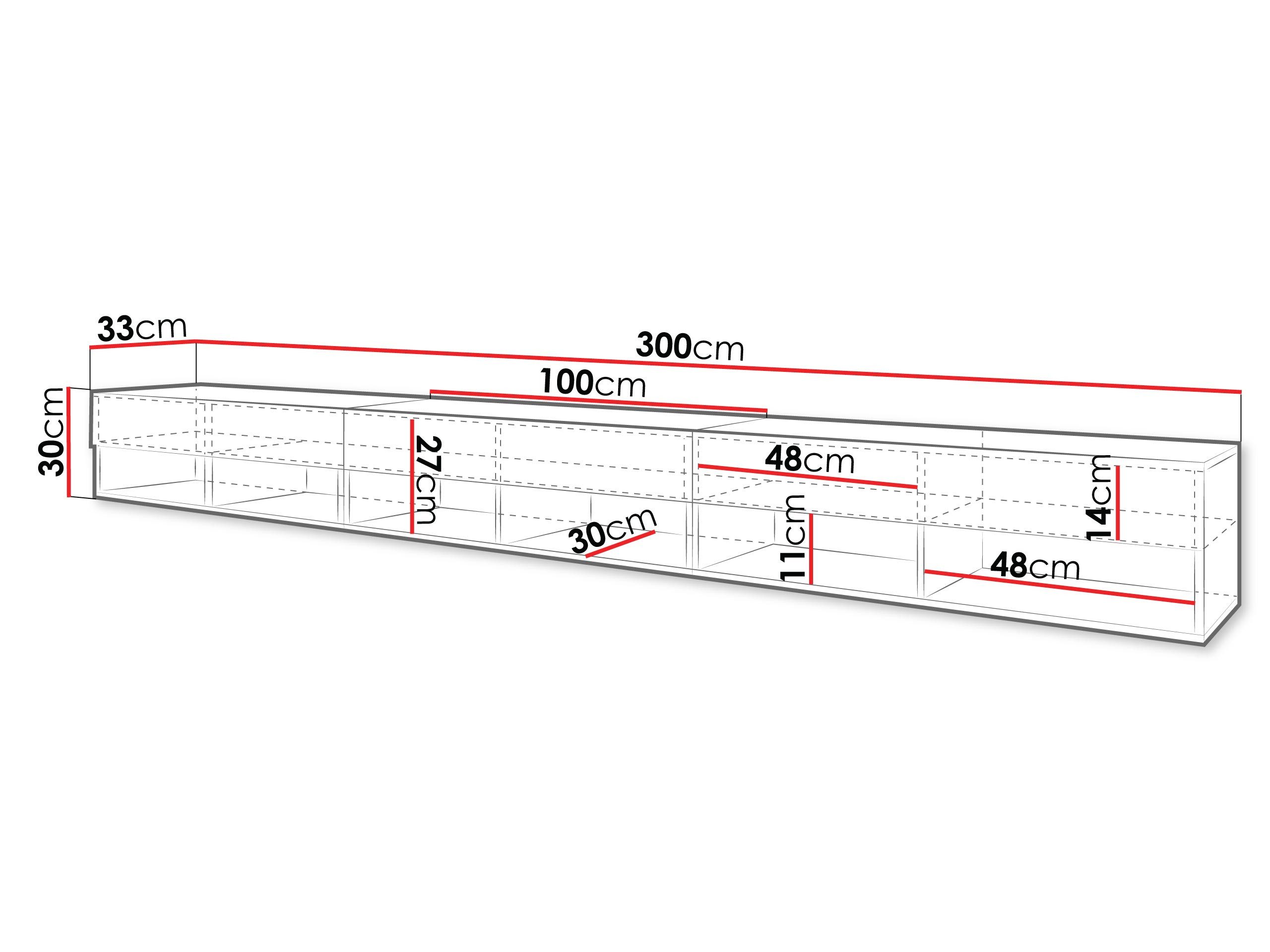 MIRJAN24 TV-Schrank A300 (mit 3 Klappen) Stehend / Hängend, Beleuchtung als Option