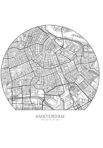 Wall-Art Wandtattoo Stadtplan Amsterdam Tapete ...