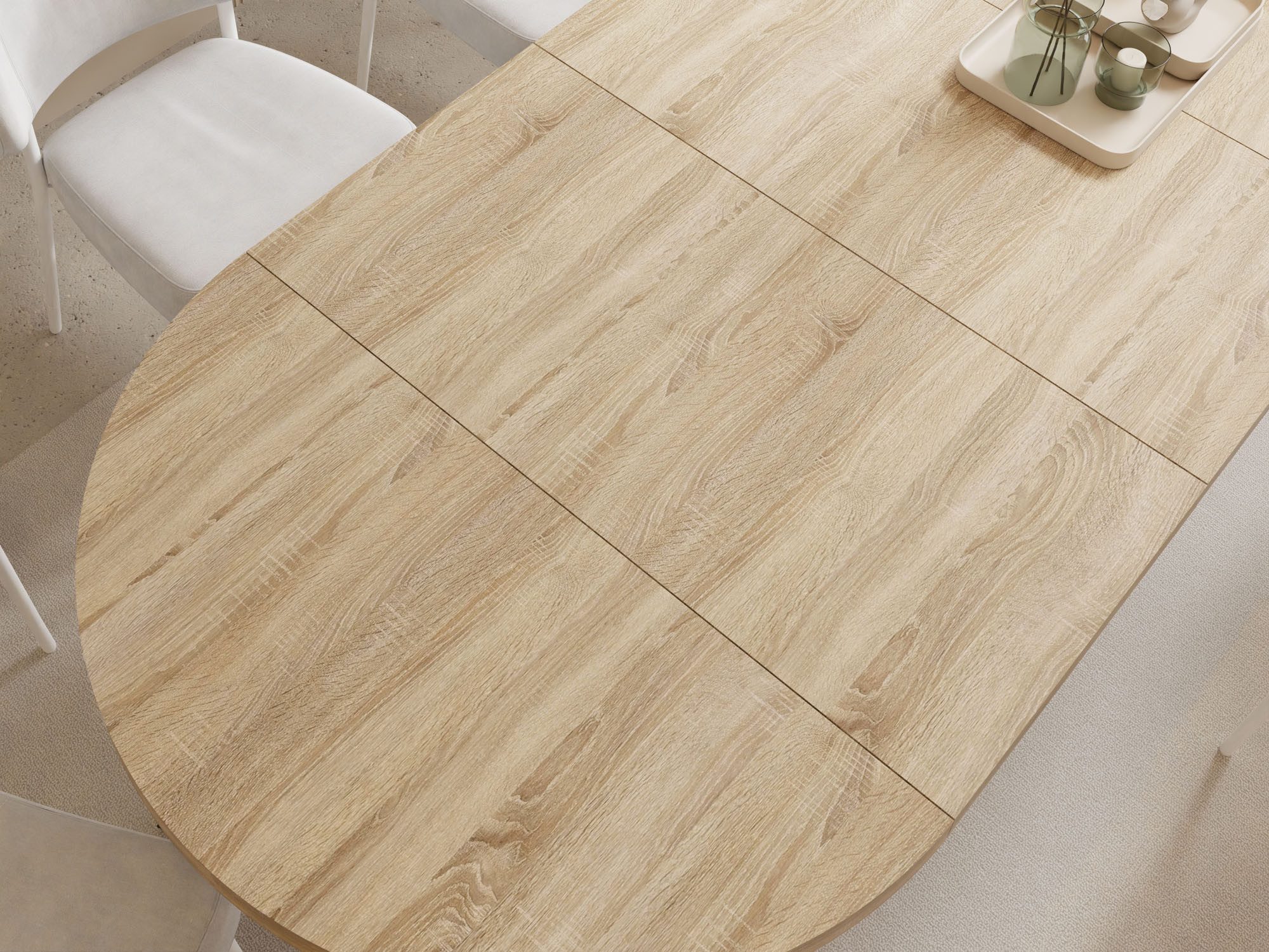 WFL GROUP Esstisch Ross ausziehbar rund industrial mit schwarzen Metallbeinen (MADE IN EU, erhältlich in 3 Größen – 90/100/120 cm ausziehbar auf 170/180/200 cm) – Bild 5 von 5