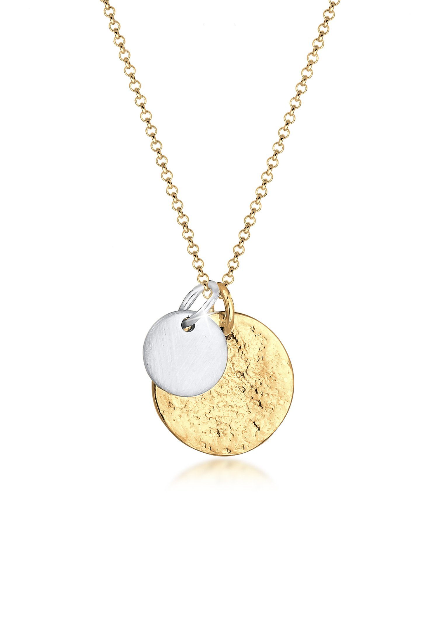 Kette mit Anhänger Plättchen Münzen Organic Look 925 Silber