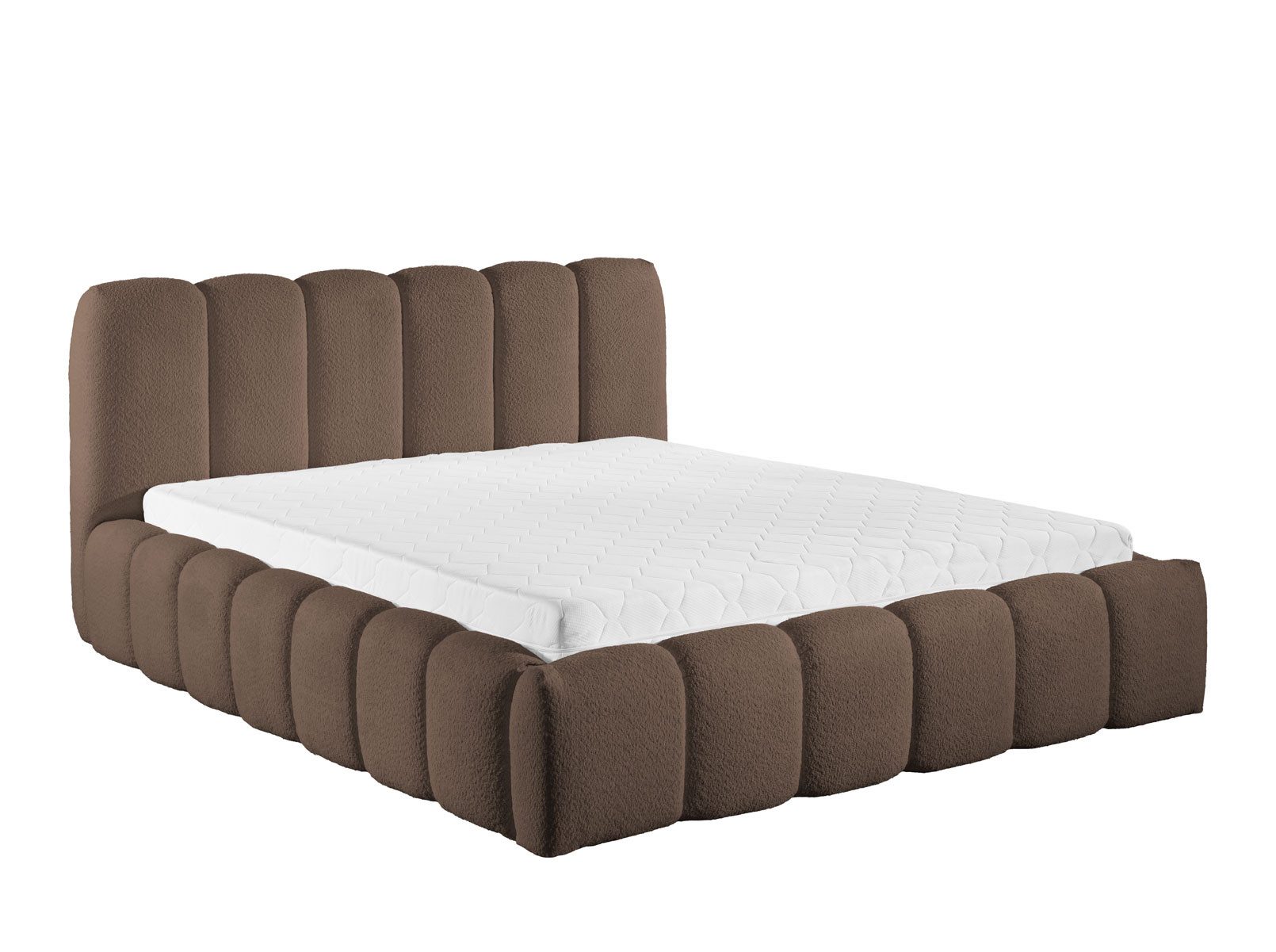 yourhouse24 Polsterbett MICANDI aus Bouclé inkl. Metallrahmen – Wolkenbett mit Bettkasten, Voluminöses Rillen-Design mit Gasdruckfedern & riesigem Stauraum – Bild 2 von 5