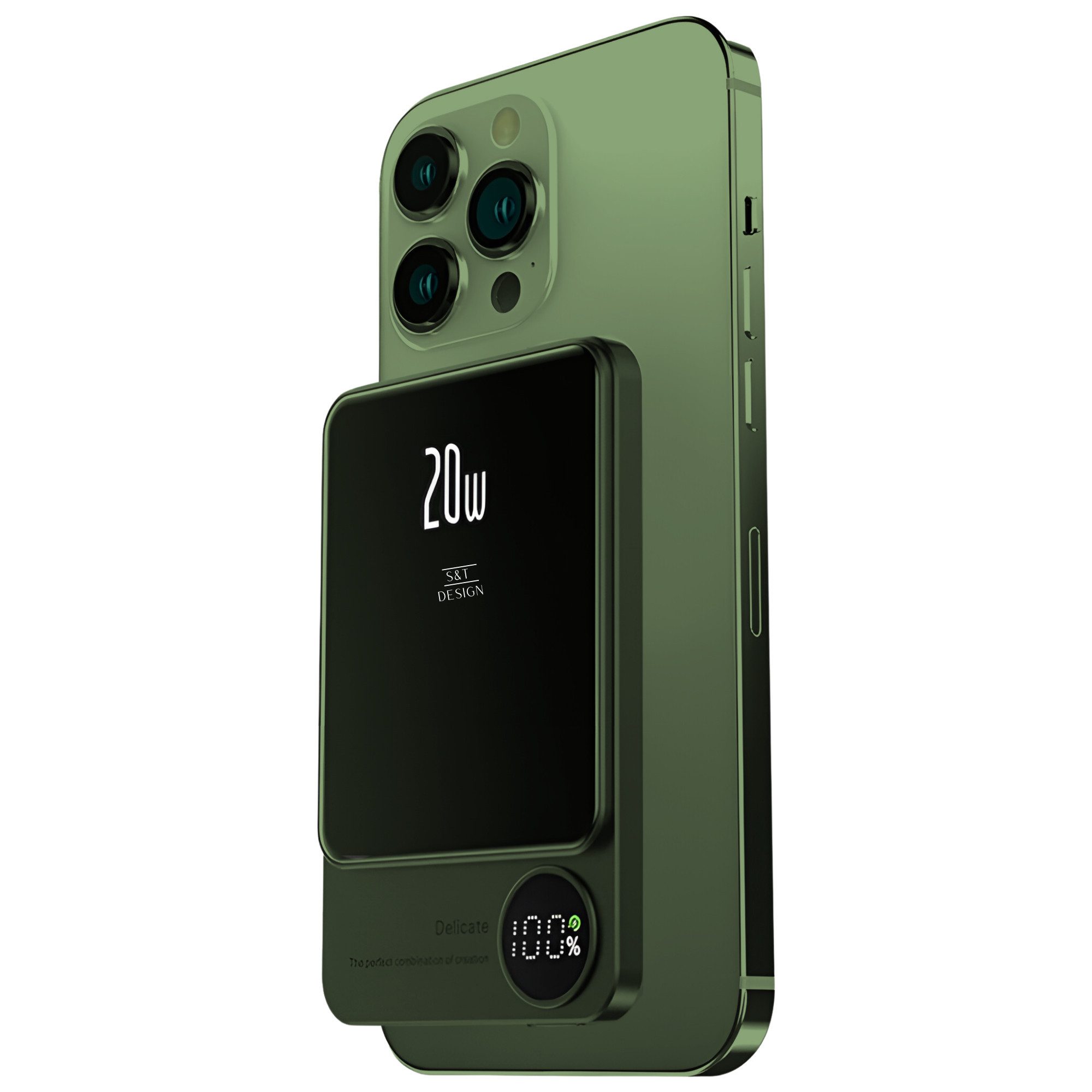 S&T Design Magnetisch Powerbank Magsafe kompatibel Електричний провідlos Externer Akku Powerbank 20W PD 5000 mAh (5 V), Wireless LED Statusanzeige Schnellladefunktion