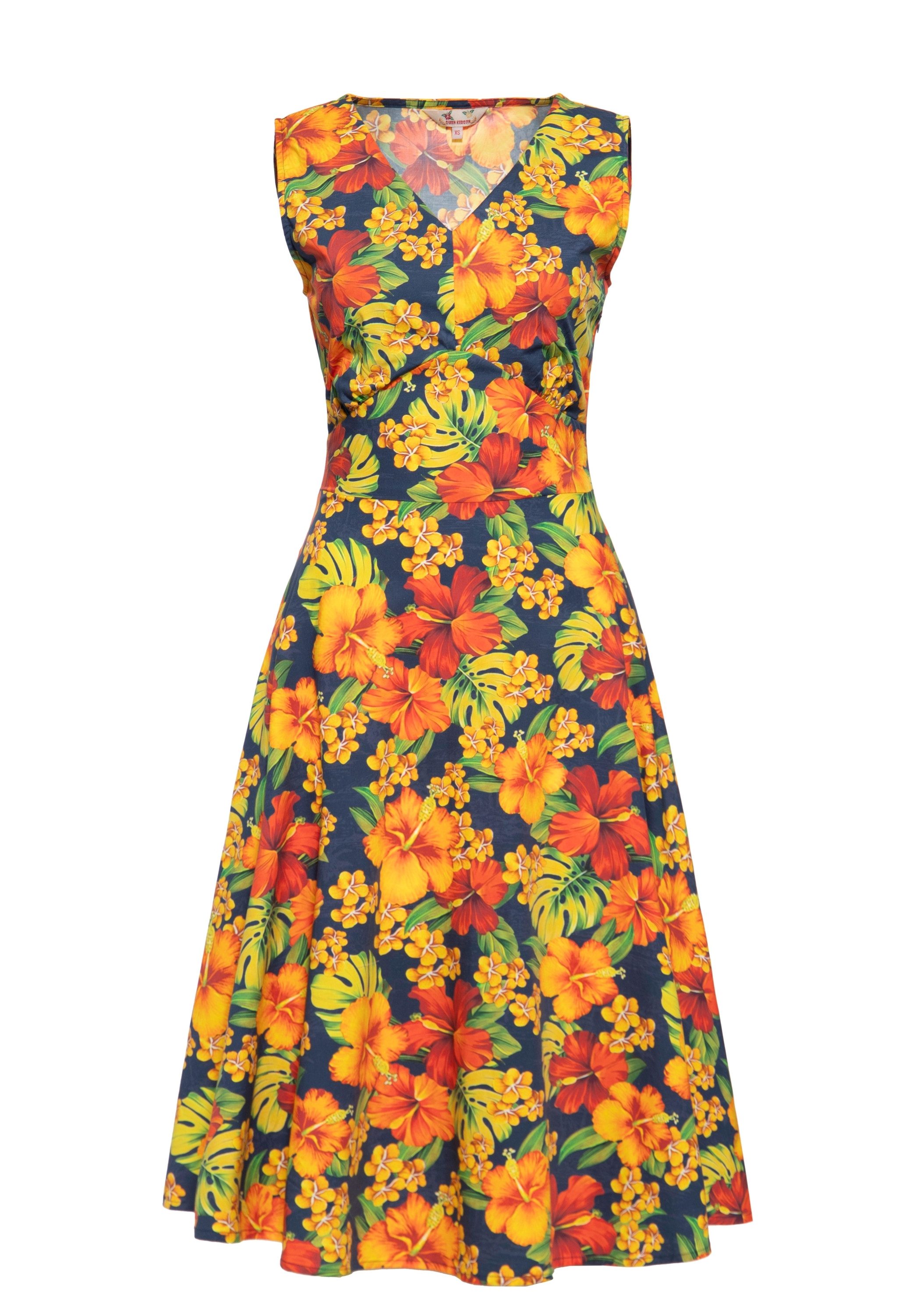 QueenKerosin Sommerkleid Hibiskus (1-tlg) mit tropischem Allover-Print günstig online kaufen