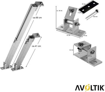 avoltik Solarmodul Halterung Alu Aufständerung für Photovoltaik Winkel 0°-60° Solarmodul-Halterung, (1er; 2er; 4er; 6er; 8er, Farbe silber)