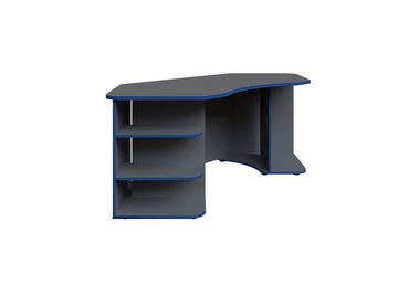 Interdesign24 Gamingtisch Xeno, in Anthrazit/Blau für mehrere Monitore