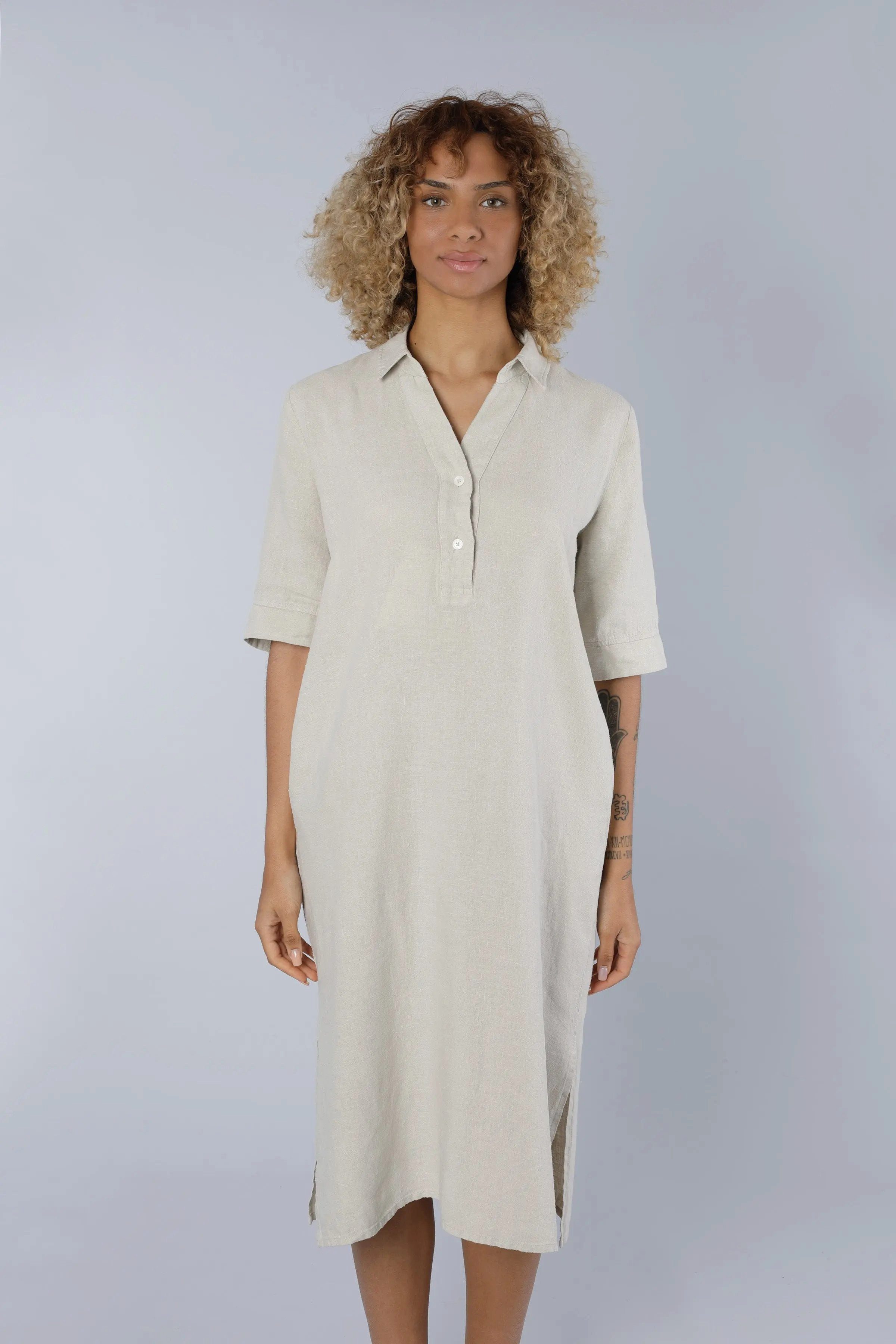 NADINE H Sommerkleid Leinenkleid BEIGE