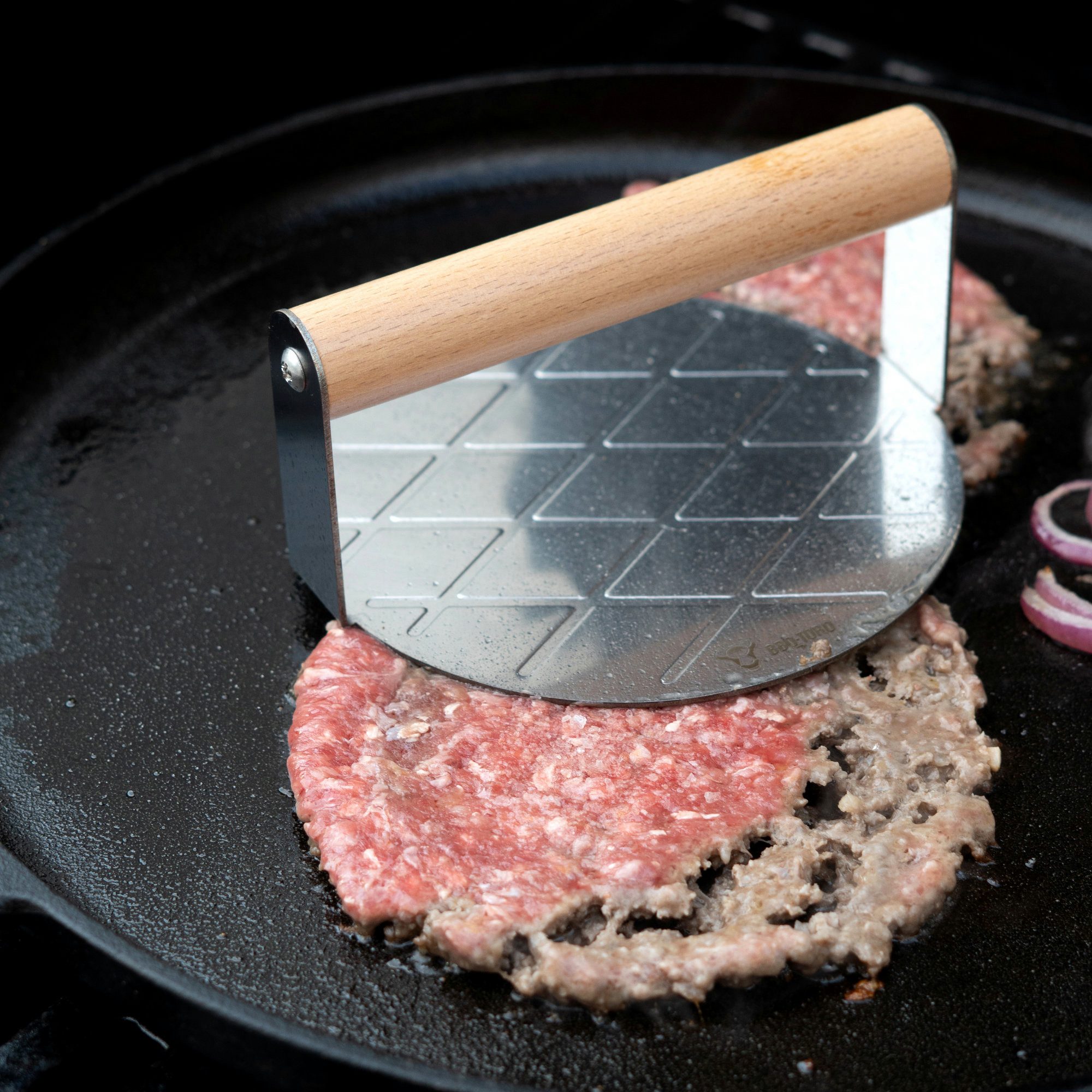 BBQ-Toro Grillbesteck-Set Edelstahl Smash Burger Set, 4-teilig, Set mit Burgerglocken, Wender, (4 tlg), 4-teilig