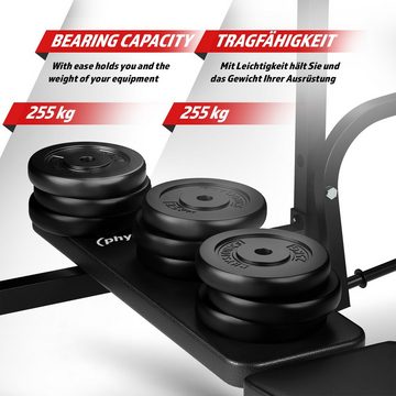 Physionics Kraftstation Hantelbank mit Langhantel - Ablage, 40/70/100kg Gewichten, 140/165cm