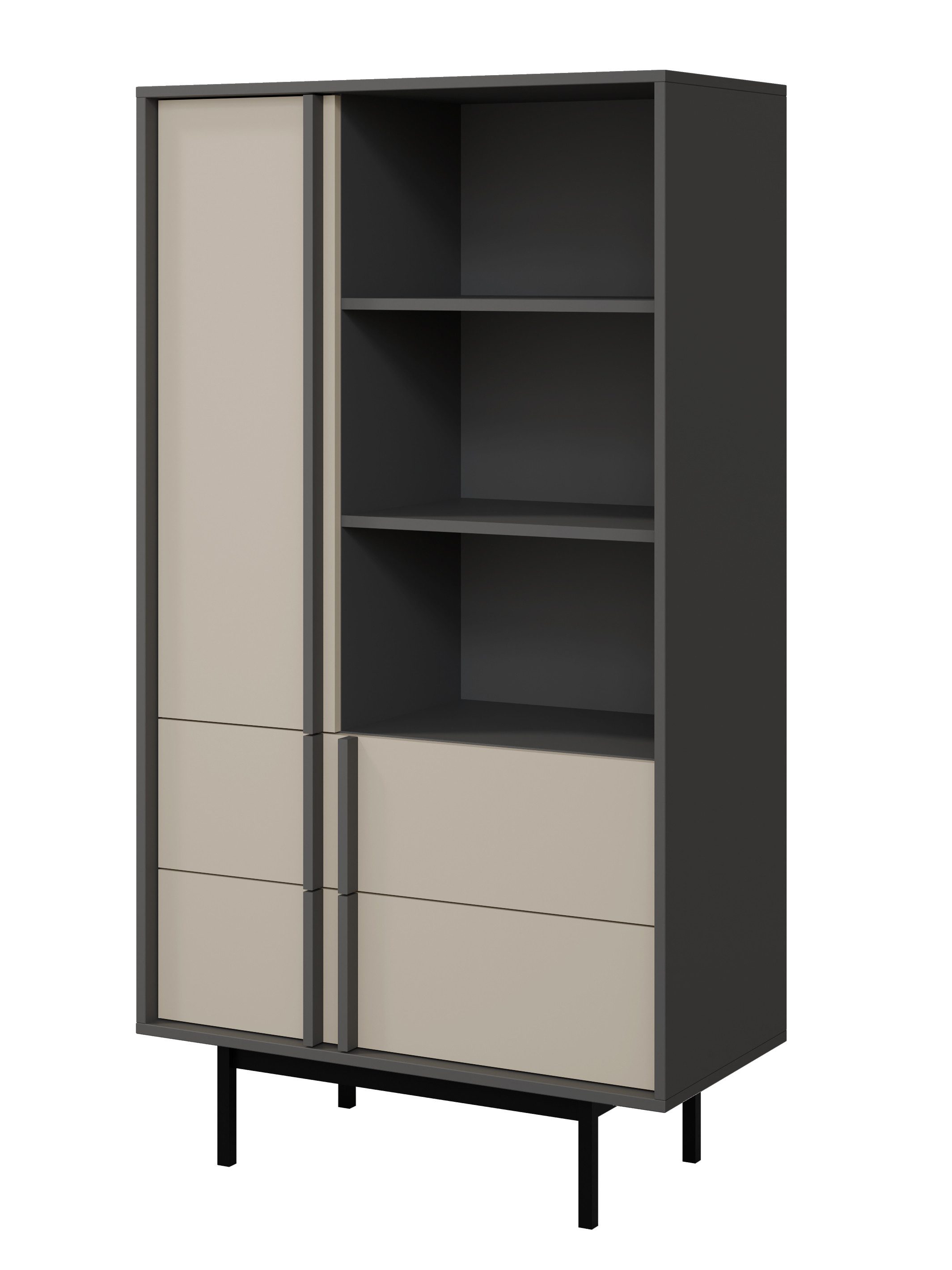 Compleo Bücherregal mit 2 Schubladen/ Minimalistisches Design, Hohe Füße MALTS