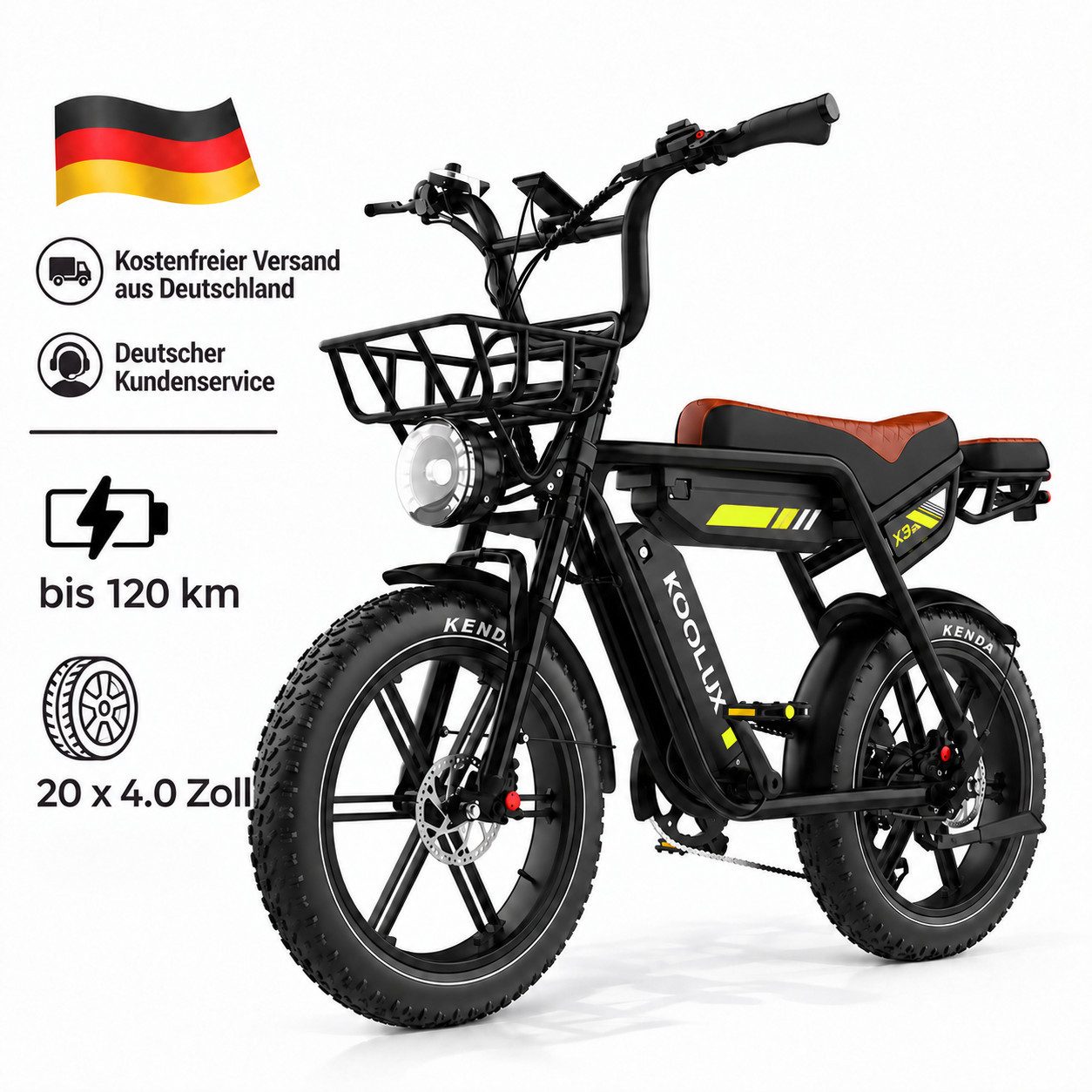 PixelPilot E-Bike Mountainbike X9 Pro 20 Zoll Fatbike mit 48V 31,2Ah Doppelakku, 7 Gang, Heckmotor, 1497,6 Wh, (Packung), 20x4.0 Reifen, …