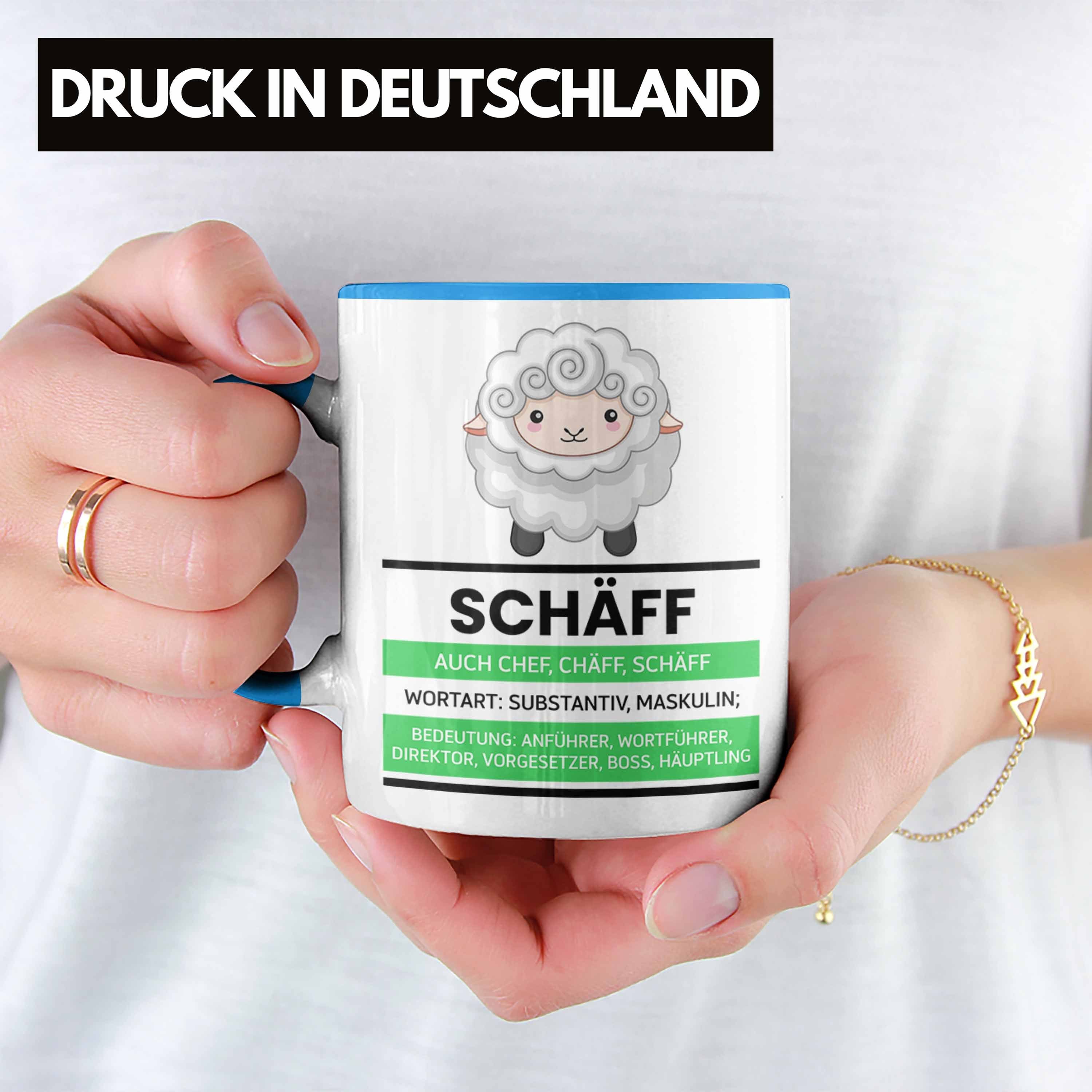 Geschenkidee - Tasse Team Blau Spruch Chef Trendation Lustiger Schaf Tasse Geschenk Chef Schäff Von Trendation Bester Tasse