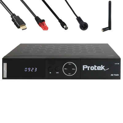 Protek X2 Twin-Sat-Receiver 4K inkl. Koax- & Netzwerkkabel Satellitenreceiver