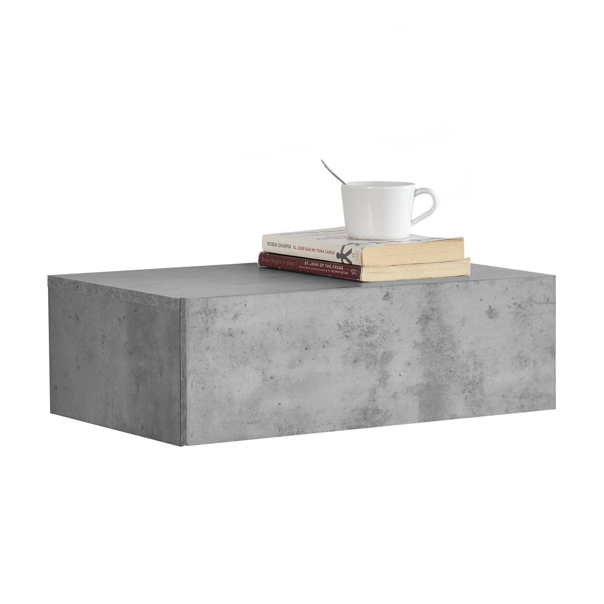 Nachtschrank mit Beton-Optik Wandboard 46x30x15cm en.casa »Oslo« Schublade