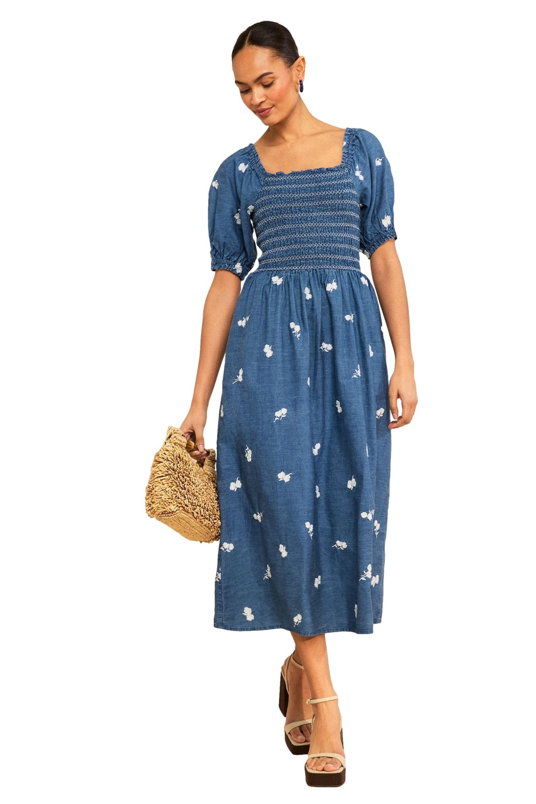 Love & Roses Midikleid Love & Roses Jeans-Midikleid, Stickerei, Regular (1-tlg)