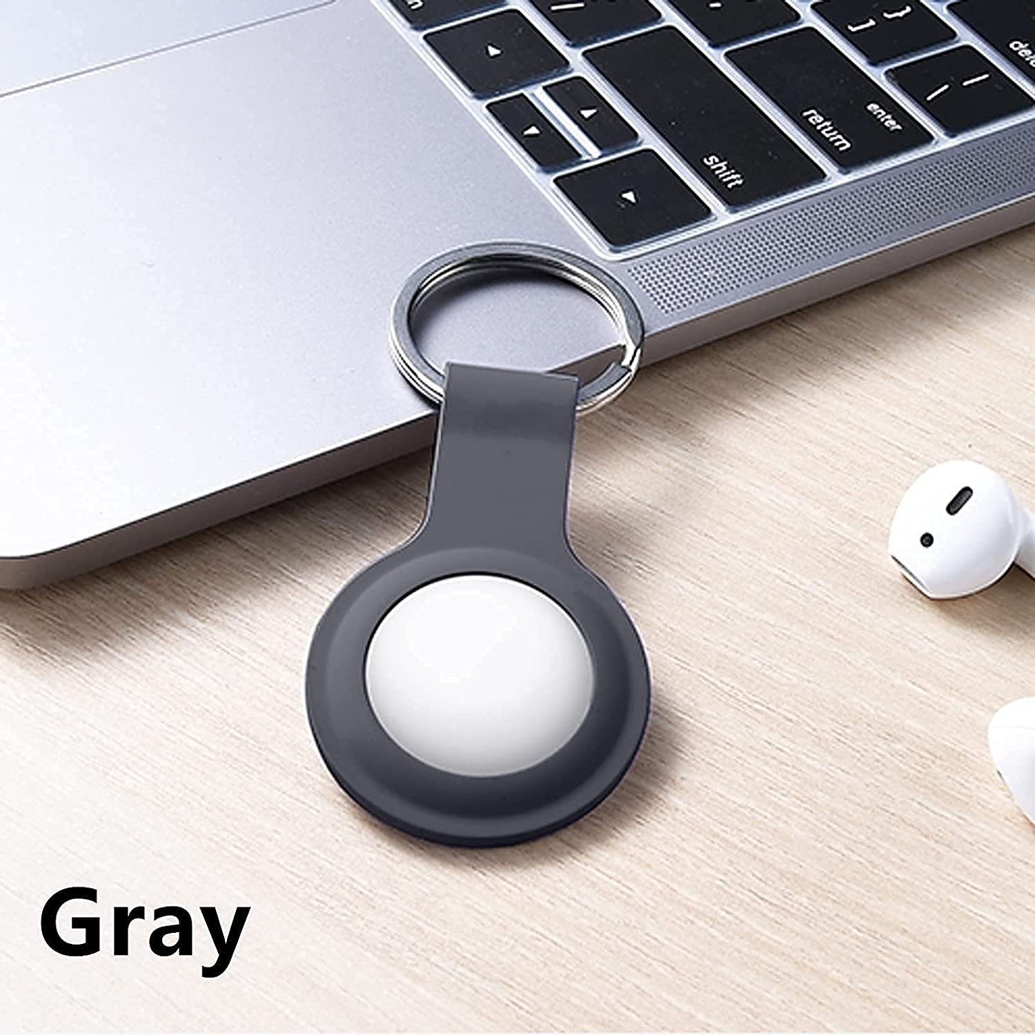 GESMA Schlüsselanhänger Schutzhülle für Apple Keyring Silikon Cover Ring Anhänger (6-tlg) mit AirTag Keychain Schlüsselanhänger, Key Halter für AirTags Case mit Hülle