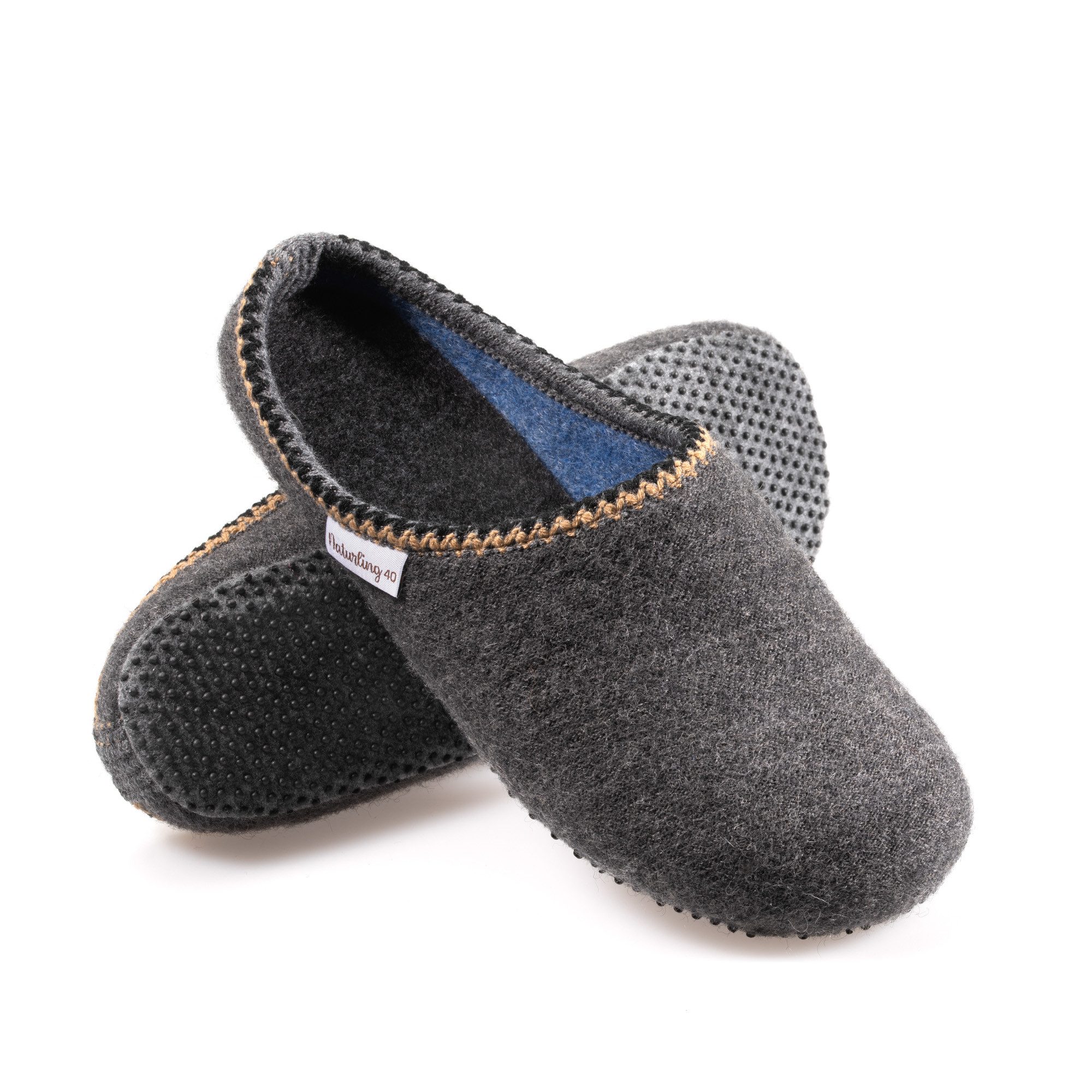 naturling Damen Filz Slipper mit Einlage Hausschuh mit rutschfester Sohle