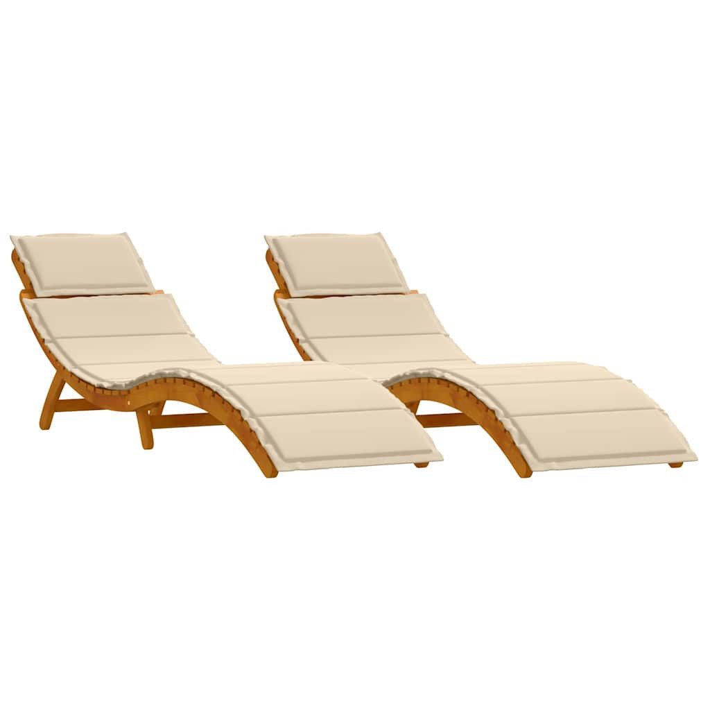 vidaXL Gartenliege Sonnenliege 2 Stk. Massivholz Beige, 2 St.