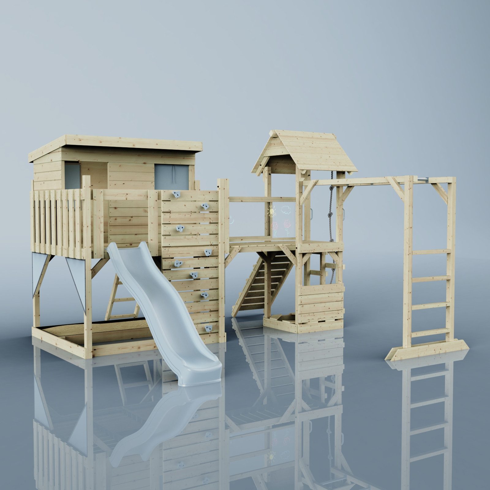 OutdoorToys Spielturm Isak, aus Holz mit Rutsche
