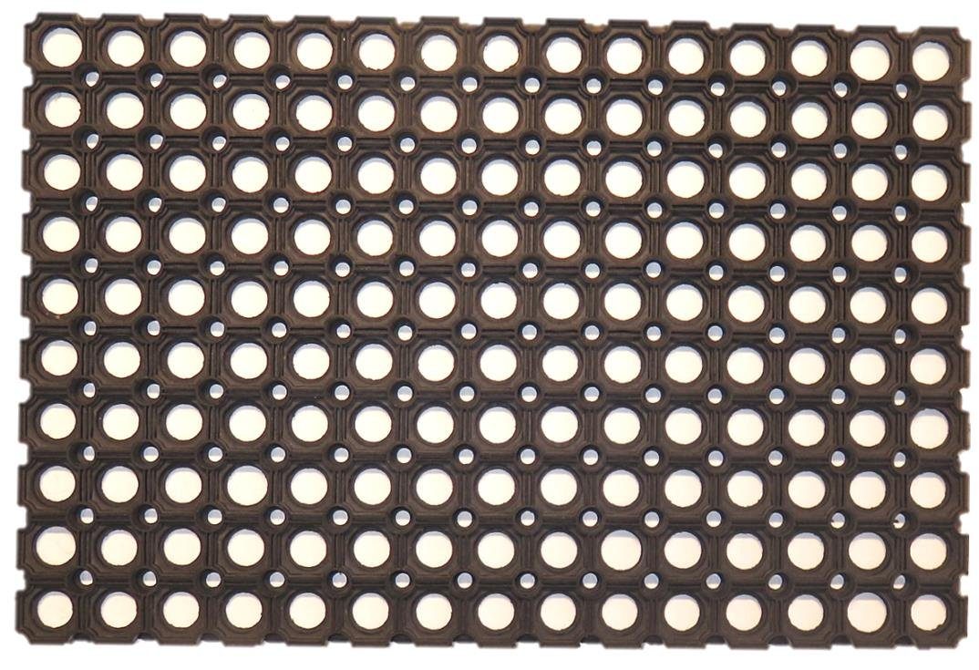 Fußmatte Ringgummi, oKu-Tex, rechteckig, Türvorleger, universelle Gummimatte, Außen und Innen, Höhe: 2,2 mm, Farbe: schwarz, rutschfest, praktisch