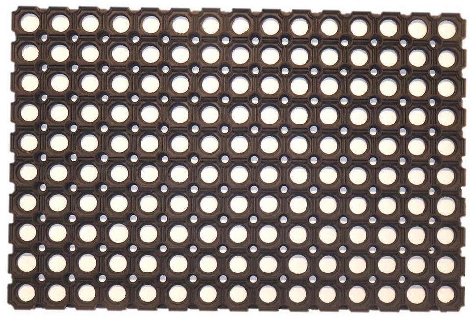 Fußmatte Ringgummi, oKu-Tex, rechteckig, Türvorleger, universelle Gummimatte,  Außen und Innen, Höhe: 2,2 mm, Farbe: schwarz, rutschfest, praktisch