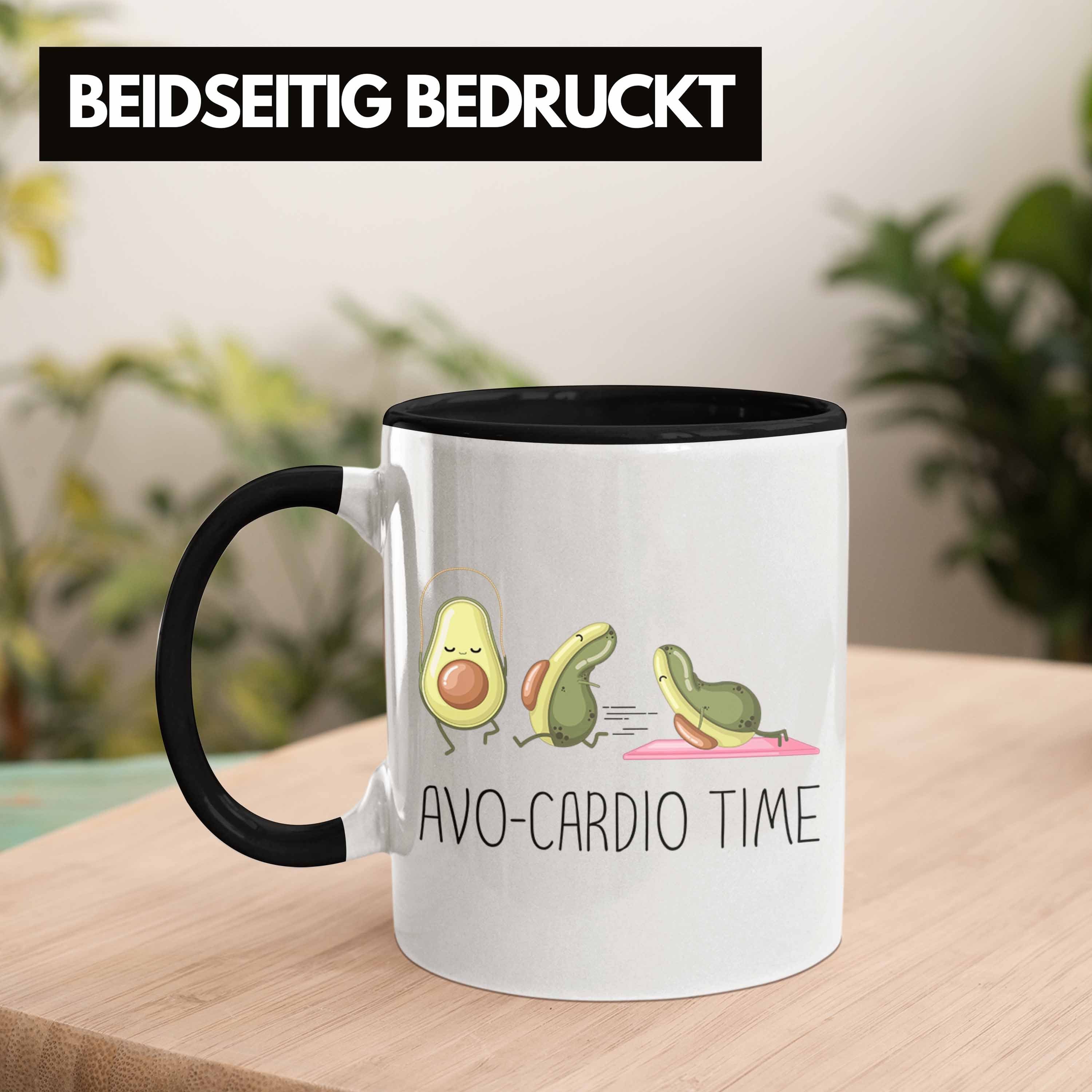 Fitness-Enth Schwarz Lustige "Avo-Cardio Geschenk Trendation Tasse Fitness-Tasse Lustiges Time"