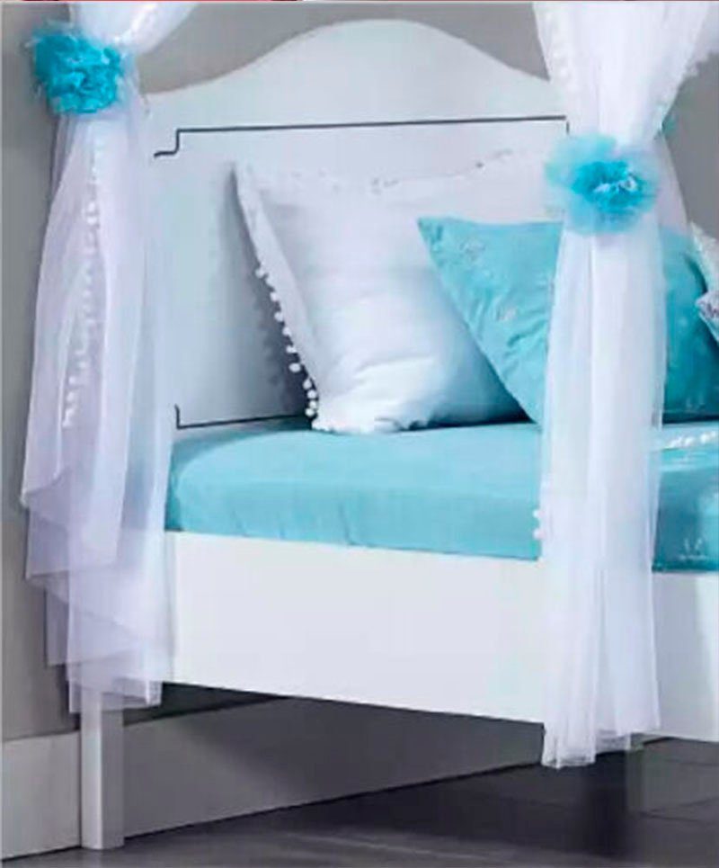 JVmoebel Himmelbett Weißes Holz-Bett für Kinderzimmer mit liebevollen Details, Made in Europa