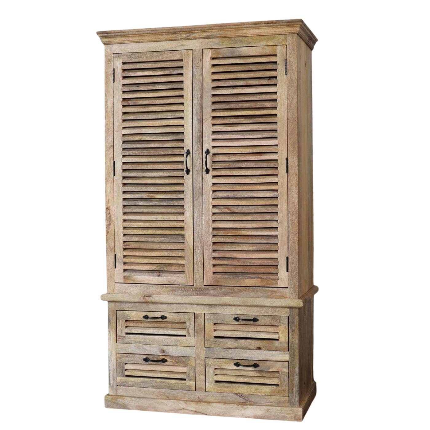 baario Garderobenschrank Dielenschrank MAREDA Landhaus Kleiderschrank Landhaus MAREDA Regalschrank Lamellen
