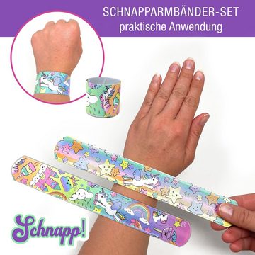 TOBJA Armband Set Einhorn Schnapparmband Sticker Set (Set), Knickarmbänder und Aufkleber Unicorn 10er Set