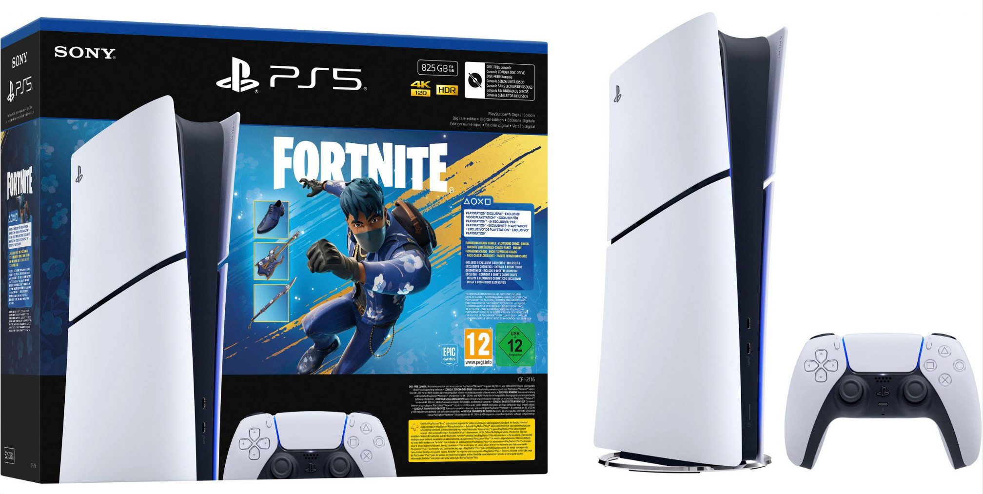 Playstation PlayStation 5 Digital Edition, Slim Fortnite Cobalt Star Bundle