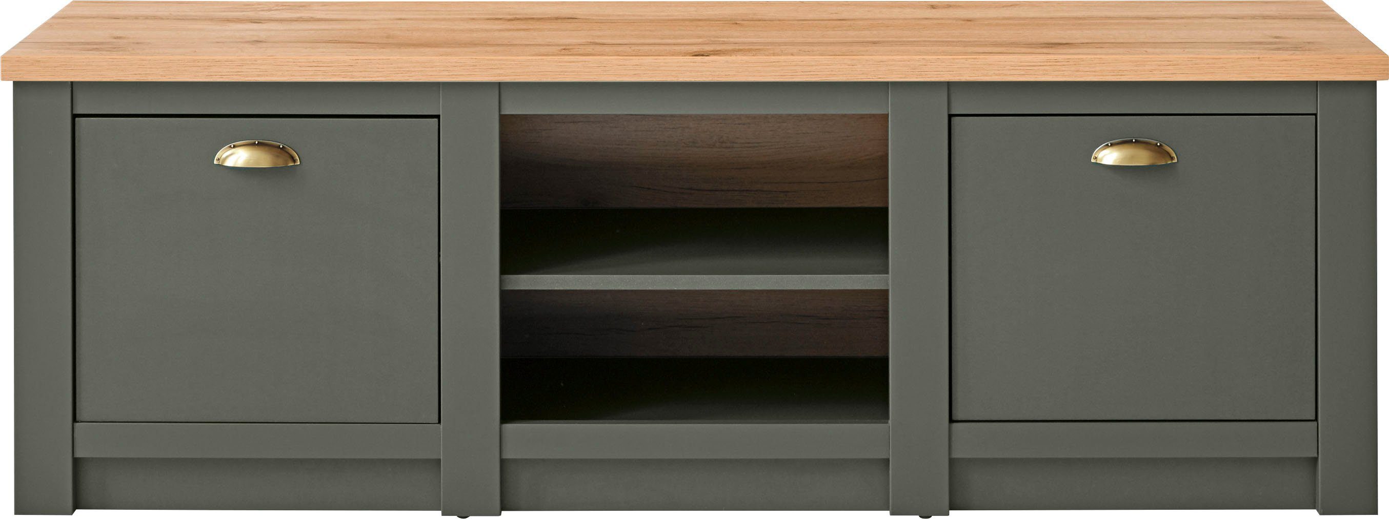 Home affaire Lowboard Cambridge, moderner TV-Unterschrank, Kommode, TV-Schrank, Landhausstil, messingfarbene Metallgriffe, ausreichend …