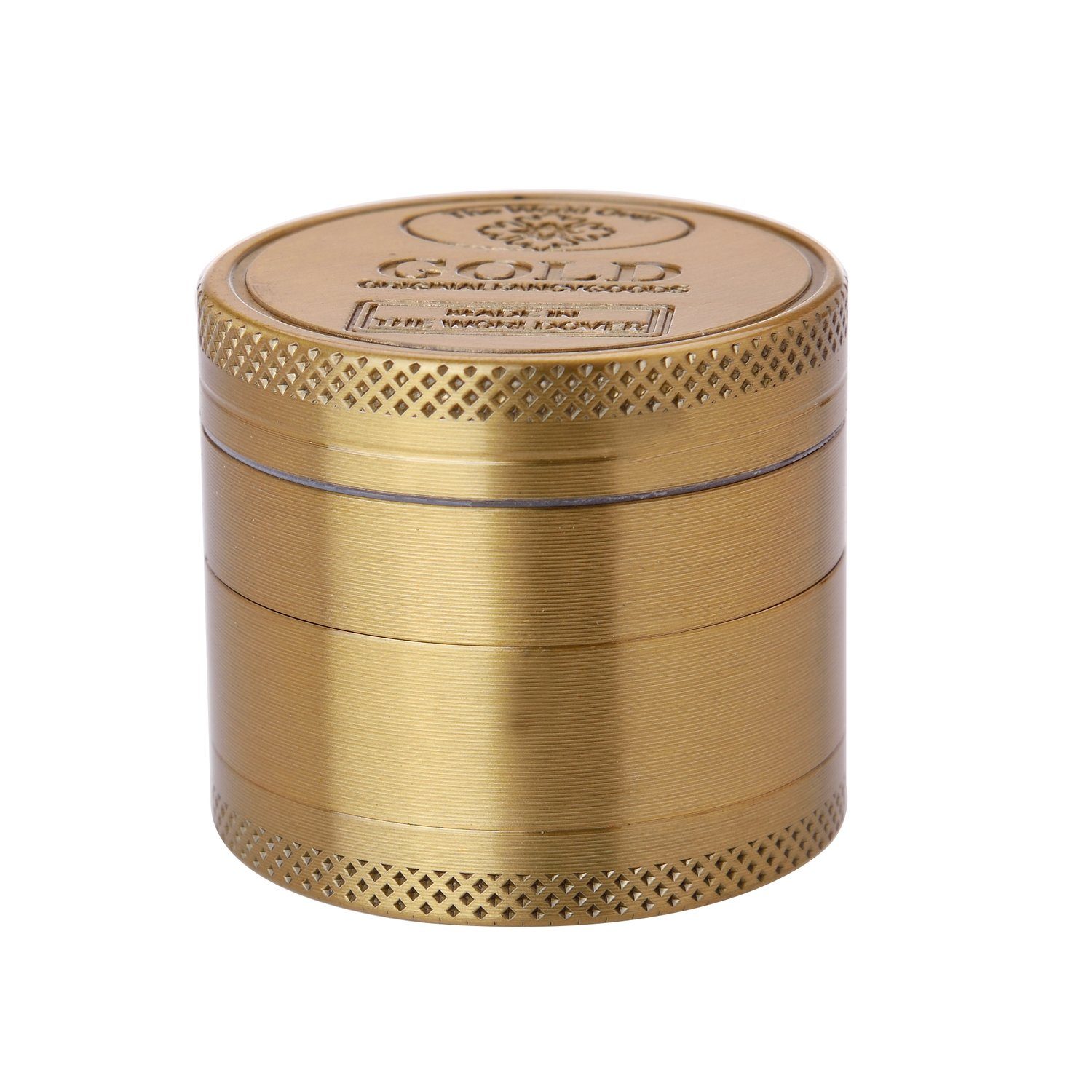CHAMP HIGH Kräutermühle GRINDER GOLD 40mm Metall 4-tlg. Crusher Sieb Tabak Gewürz Herb 10, Kräuter Mühle